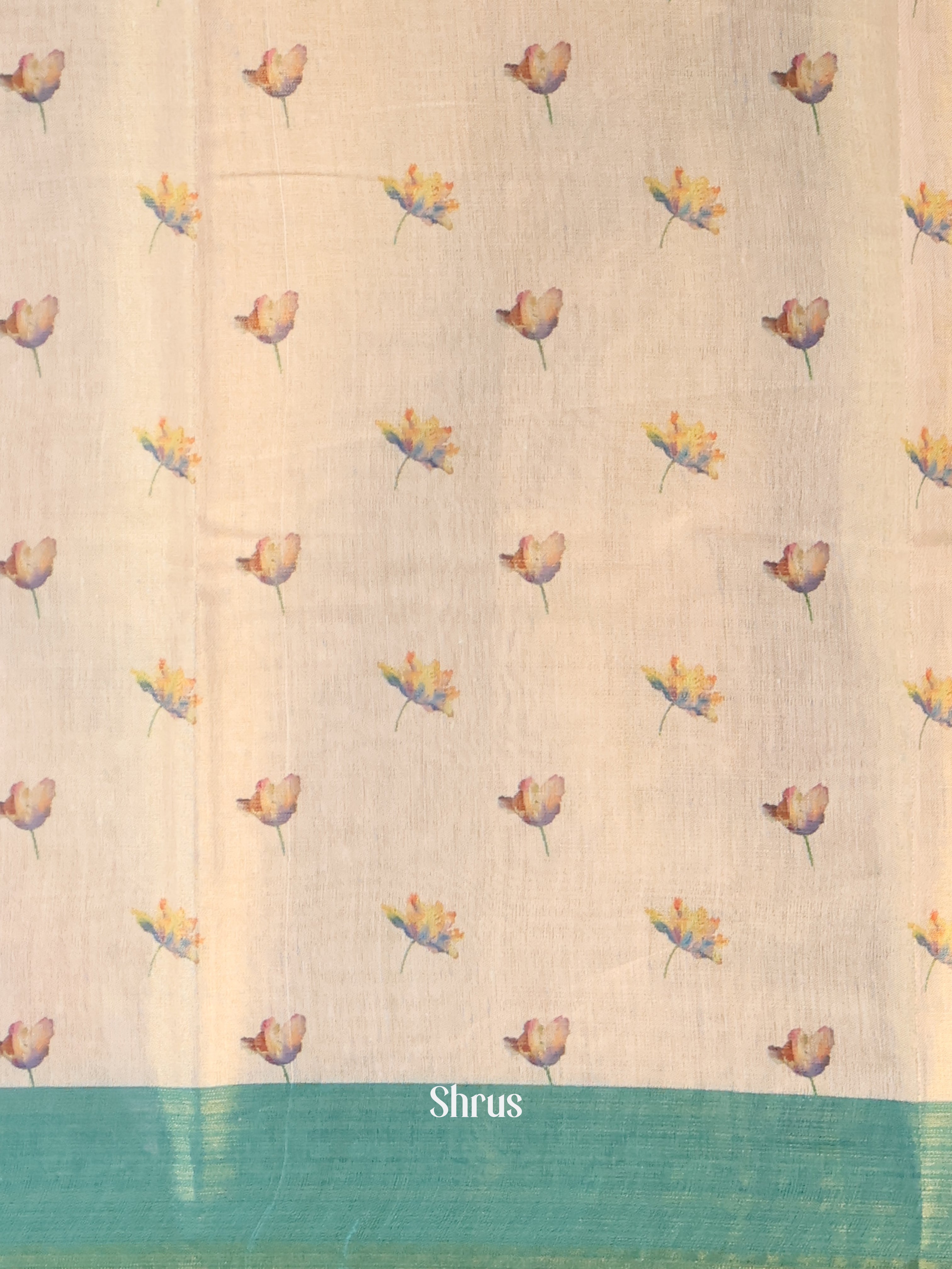Gold & Green - Semi Jute Saree - Shop on Shrus.com