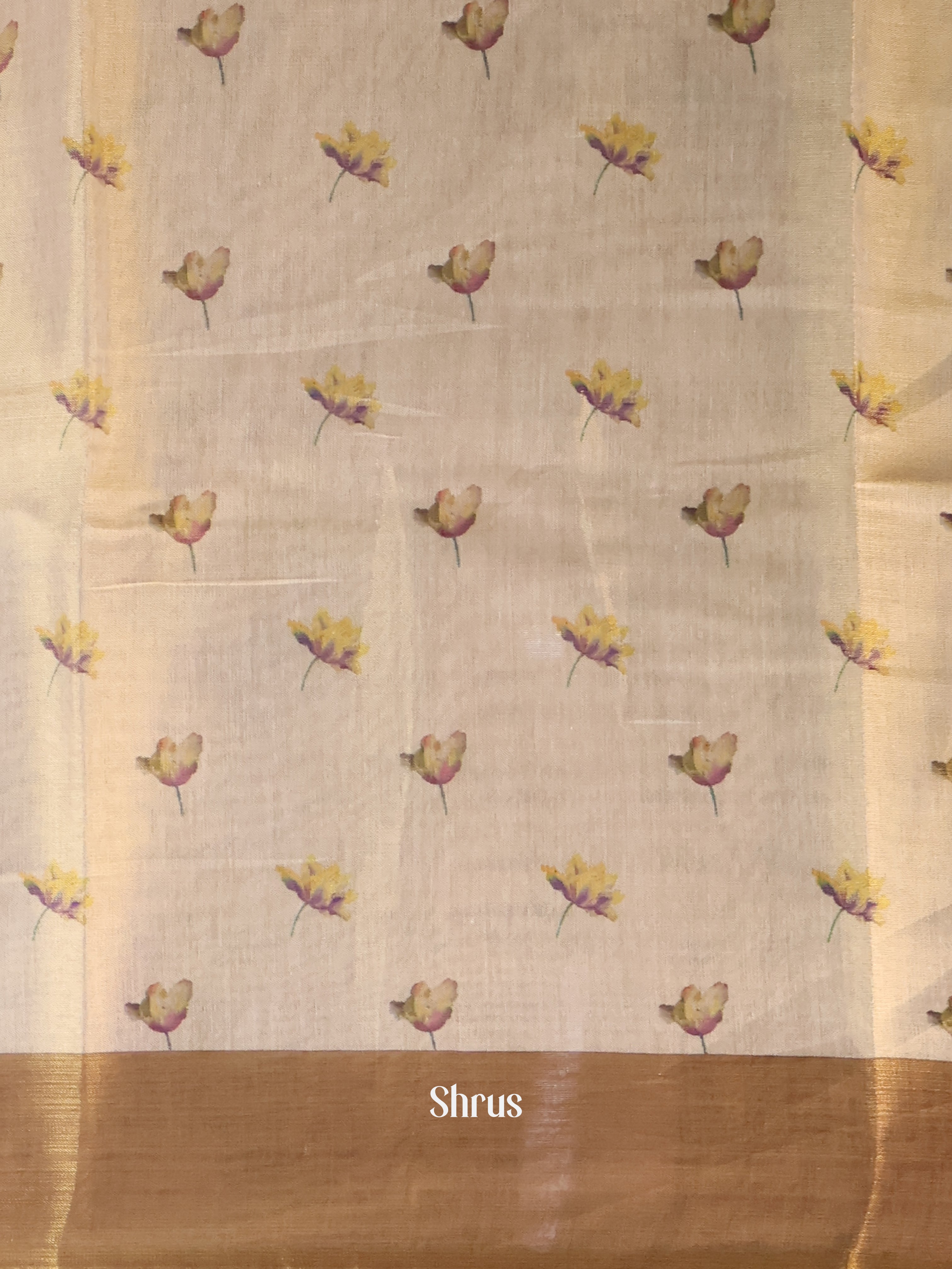 Gold - Semi Jute Saree - Shop on Shrus.com