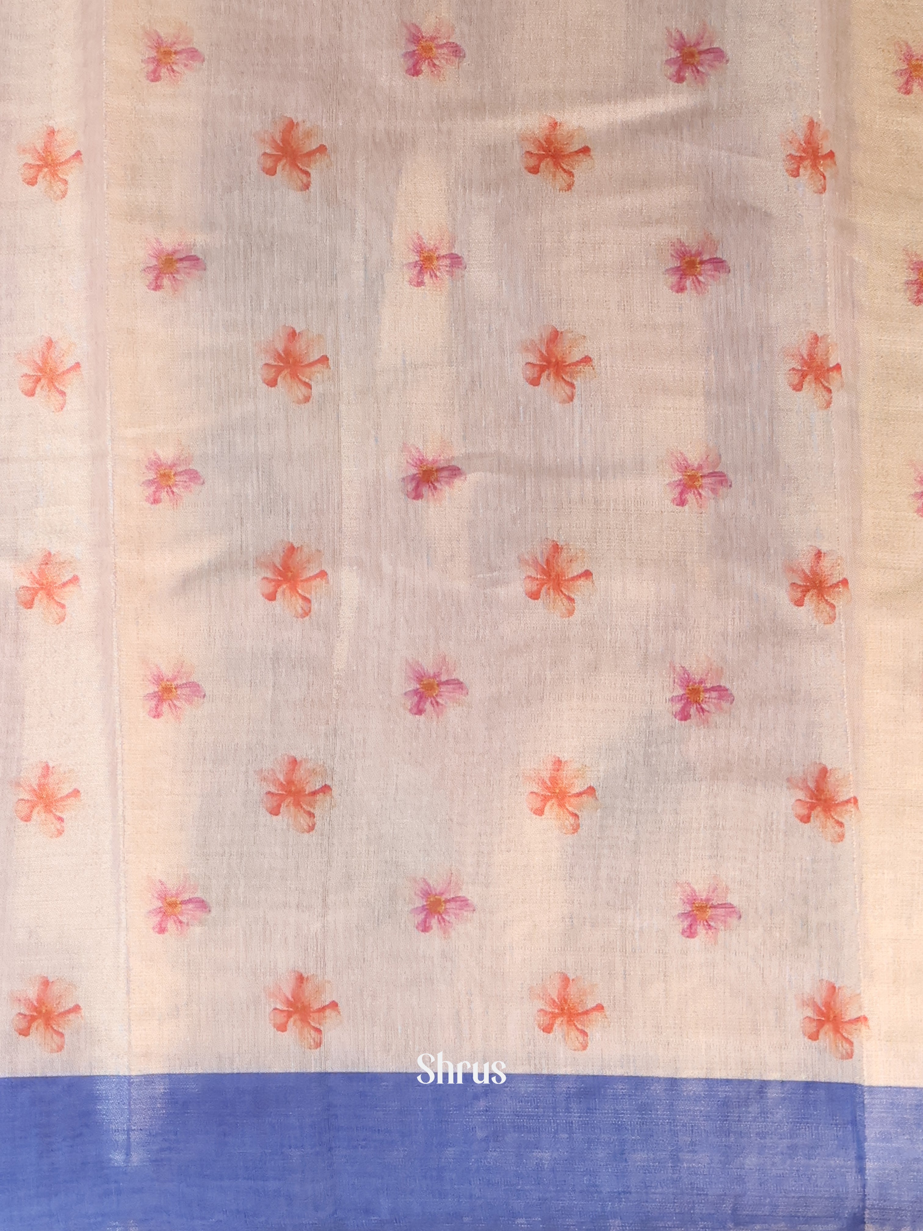 Gold & Blue - Semi Jute Saree - Shop on Shrus.com