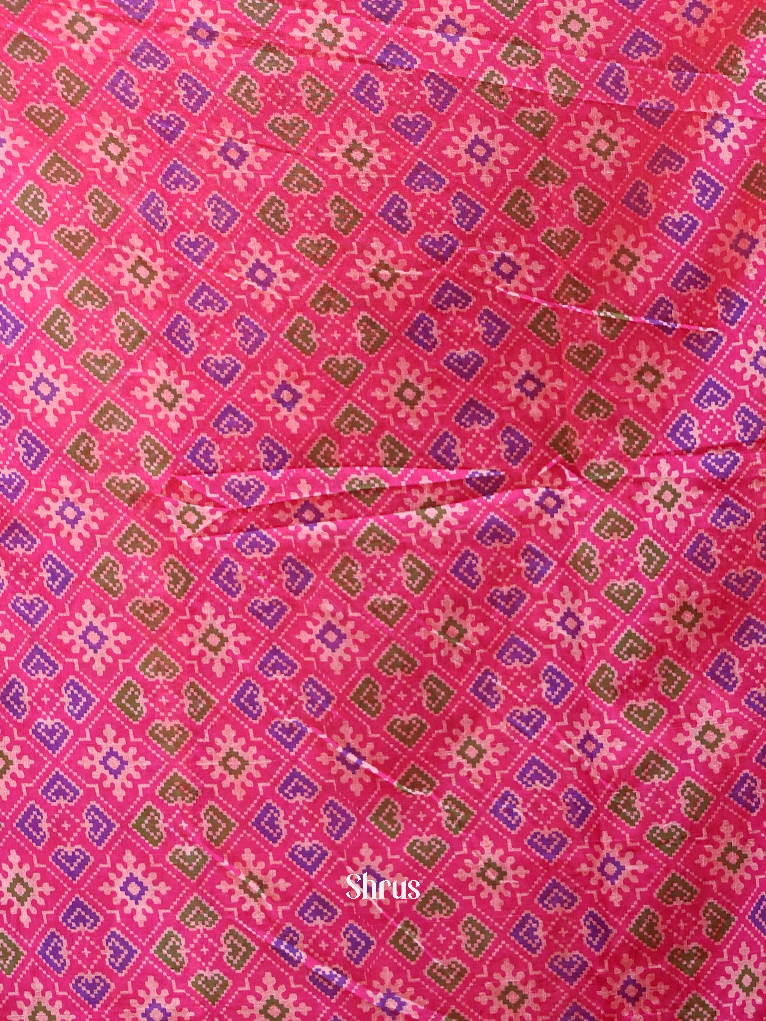Pink & Purple -Semi Patola Unstitched Top & Dupatta - CKS08003 - Shop on Shrus.com