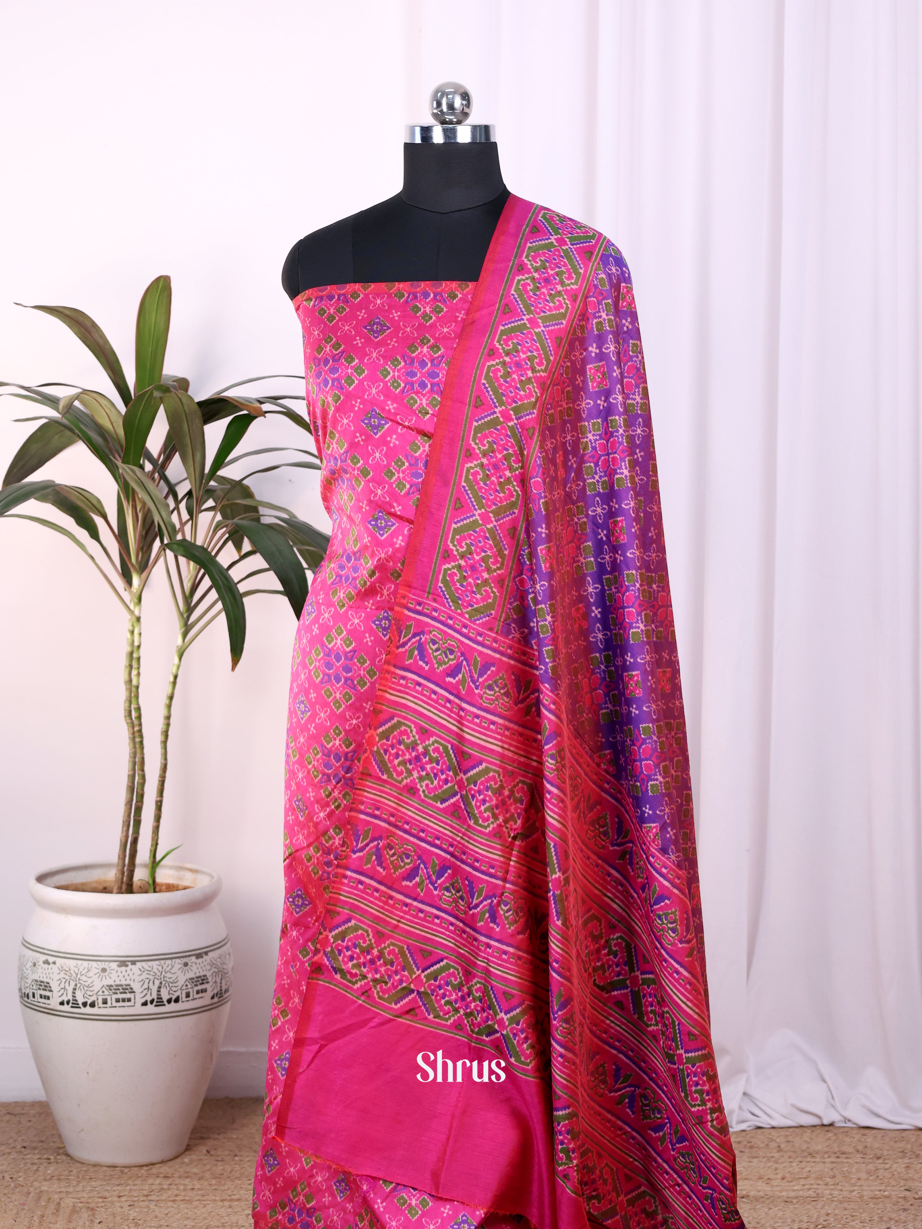 Pink & Purple - Semi Patola top & dupatta - Shop on Shrus.com