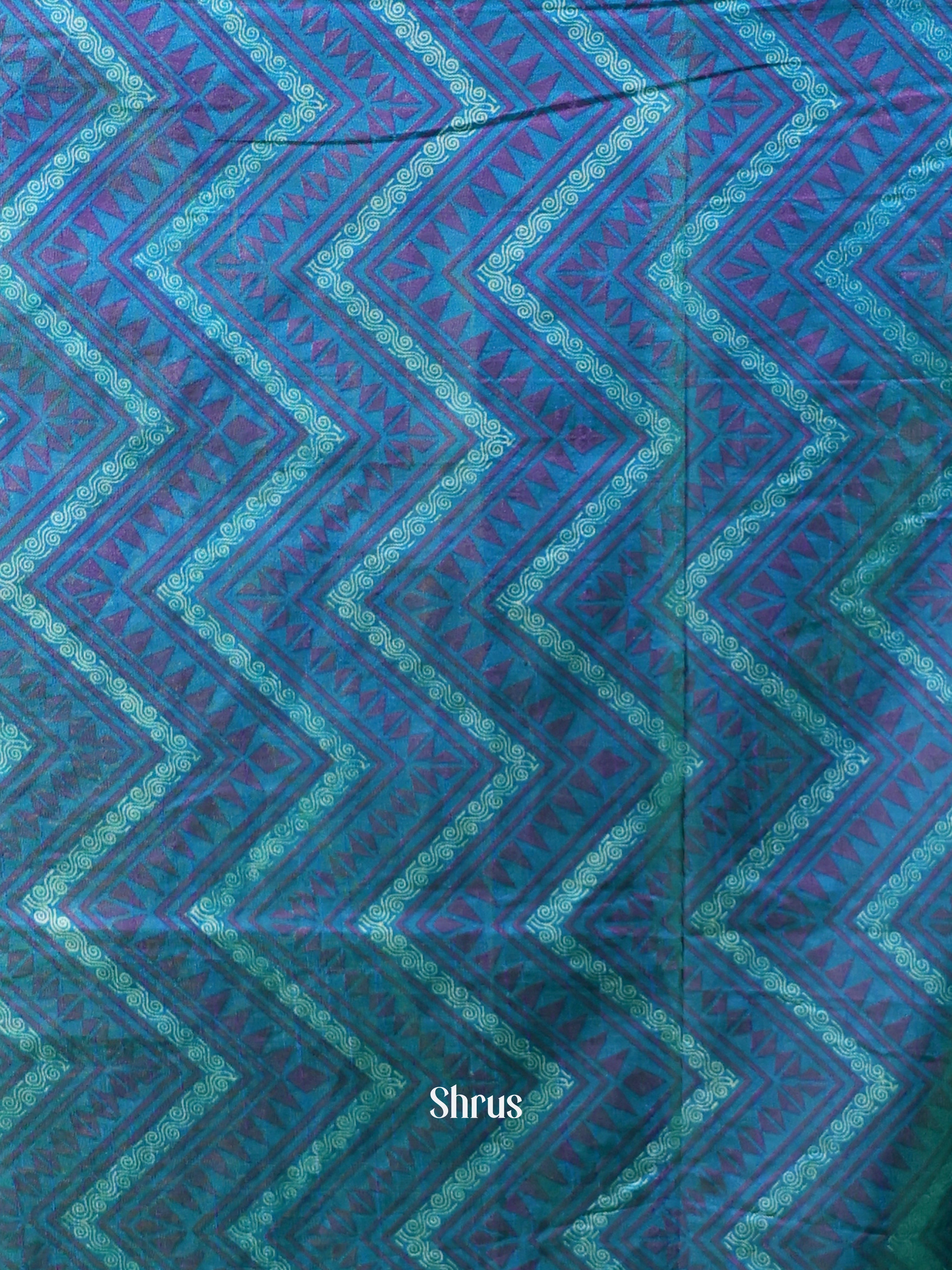 Blue & Purple - Semi Patola Unstitched Top & Dupatta - CKS08010 - Shop on Shrus.com