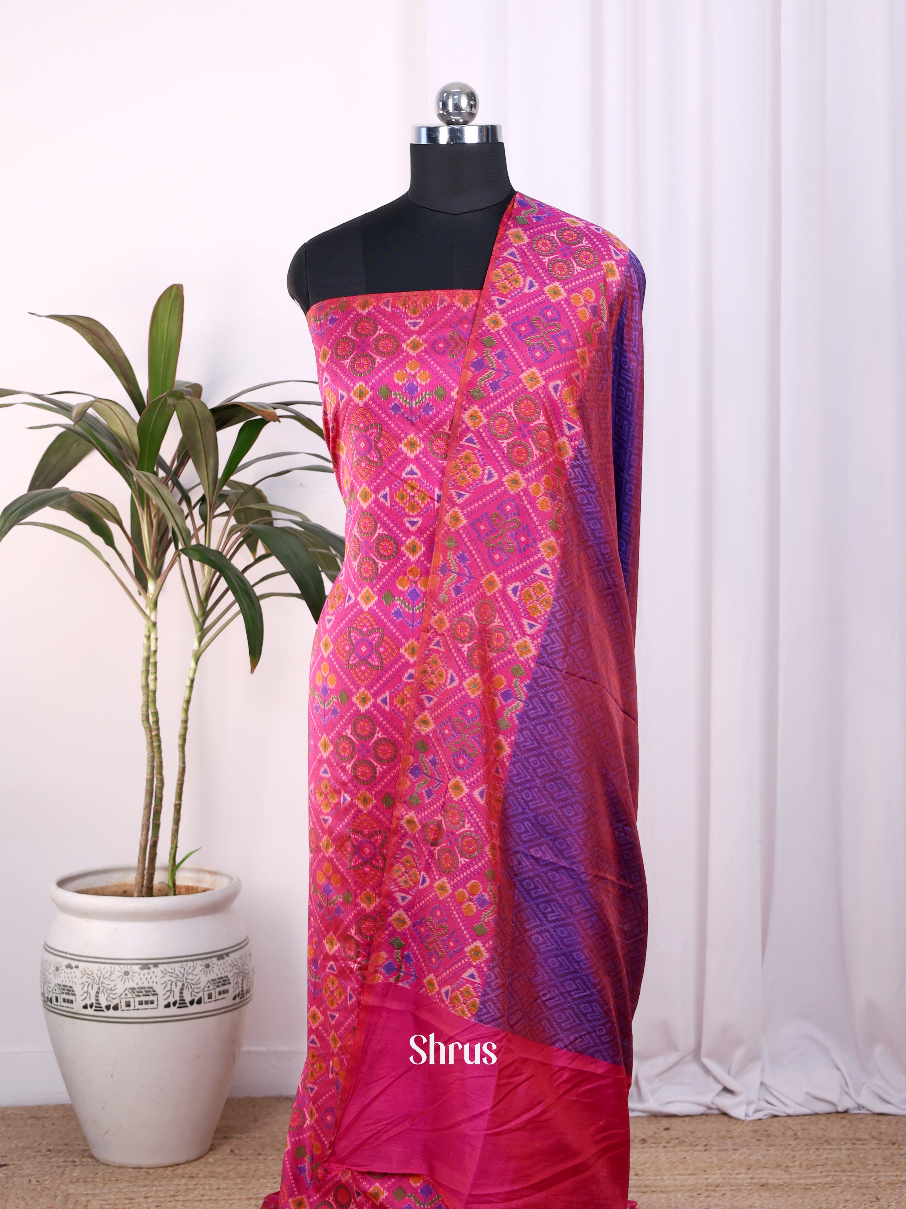 Pink & Purple - Semi Patola top & dupatta - Shop on Shrus.com