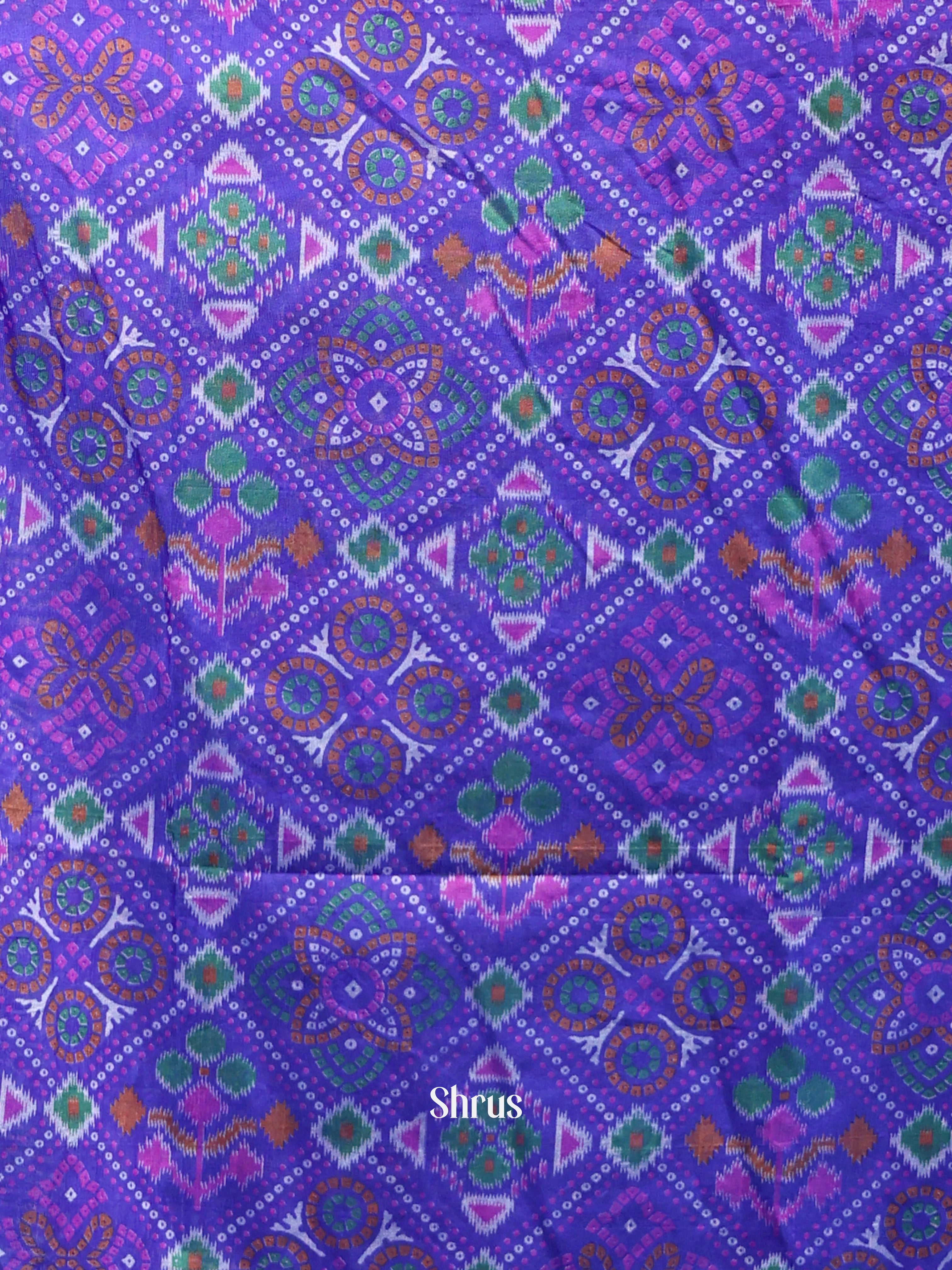 Blue & Purple - Semi Patola Unstitched Top & Dupatta - CKS08013 - Shop on Shrus.com