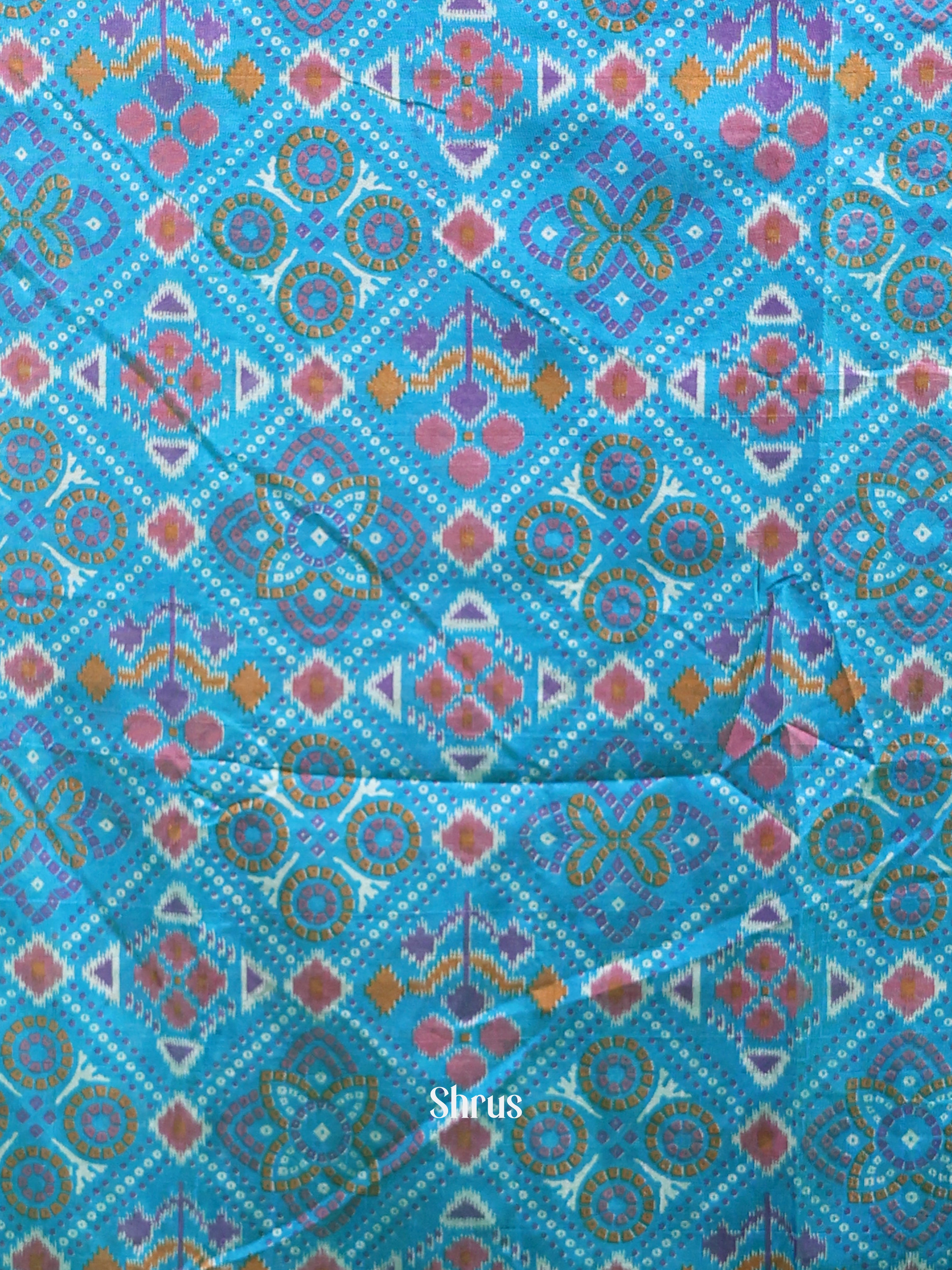 Blue & Purple - Semi Patola Unstitched Top & Dupatta - CKS08014 - Shop on Shrus.com