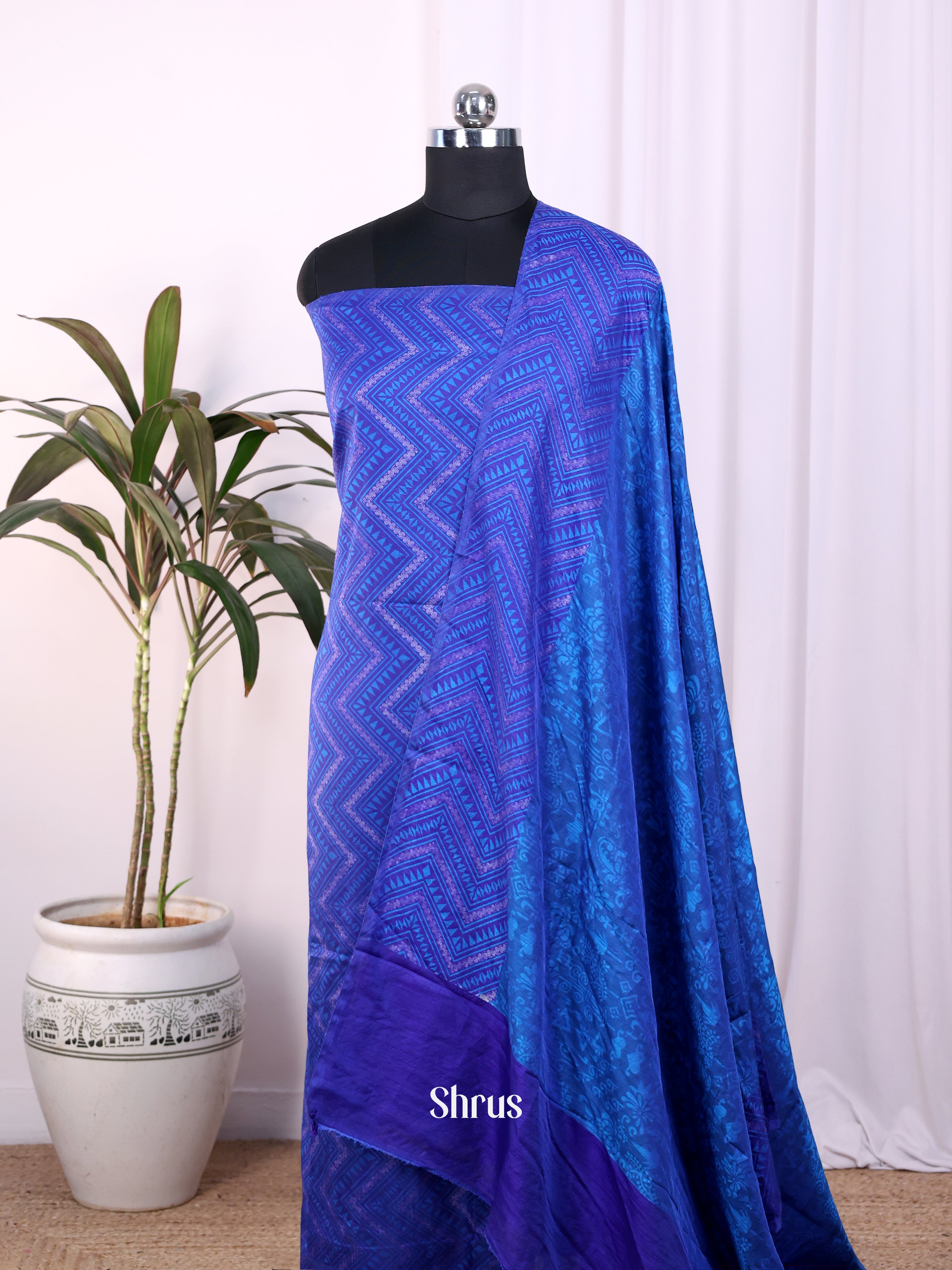 Blue - Semi Patola top & dupatta - Shop on Shrus.com