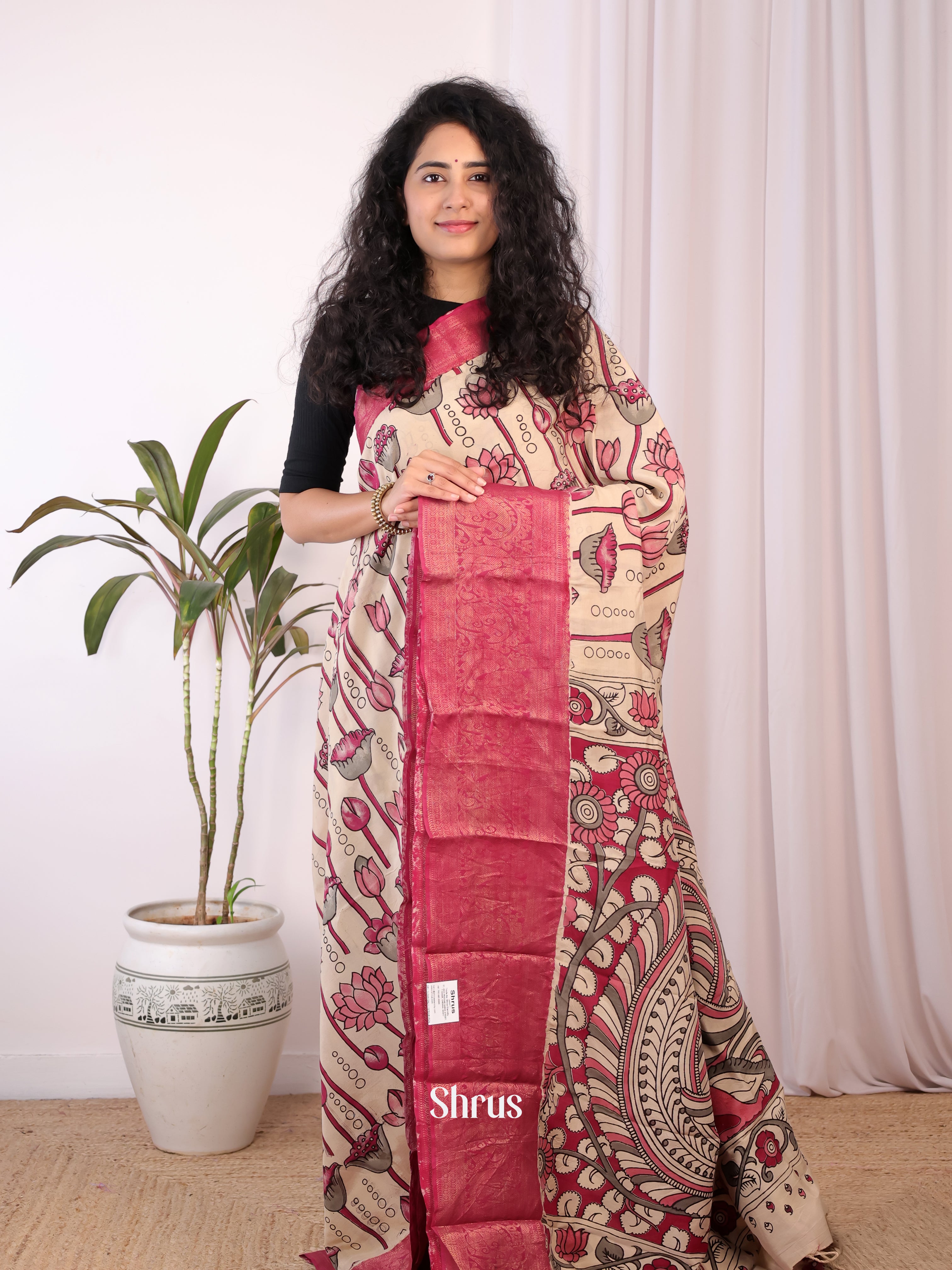 CKS08032 - Mangalagiri printed silkcotton Saree - Shop on Shrus.com