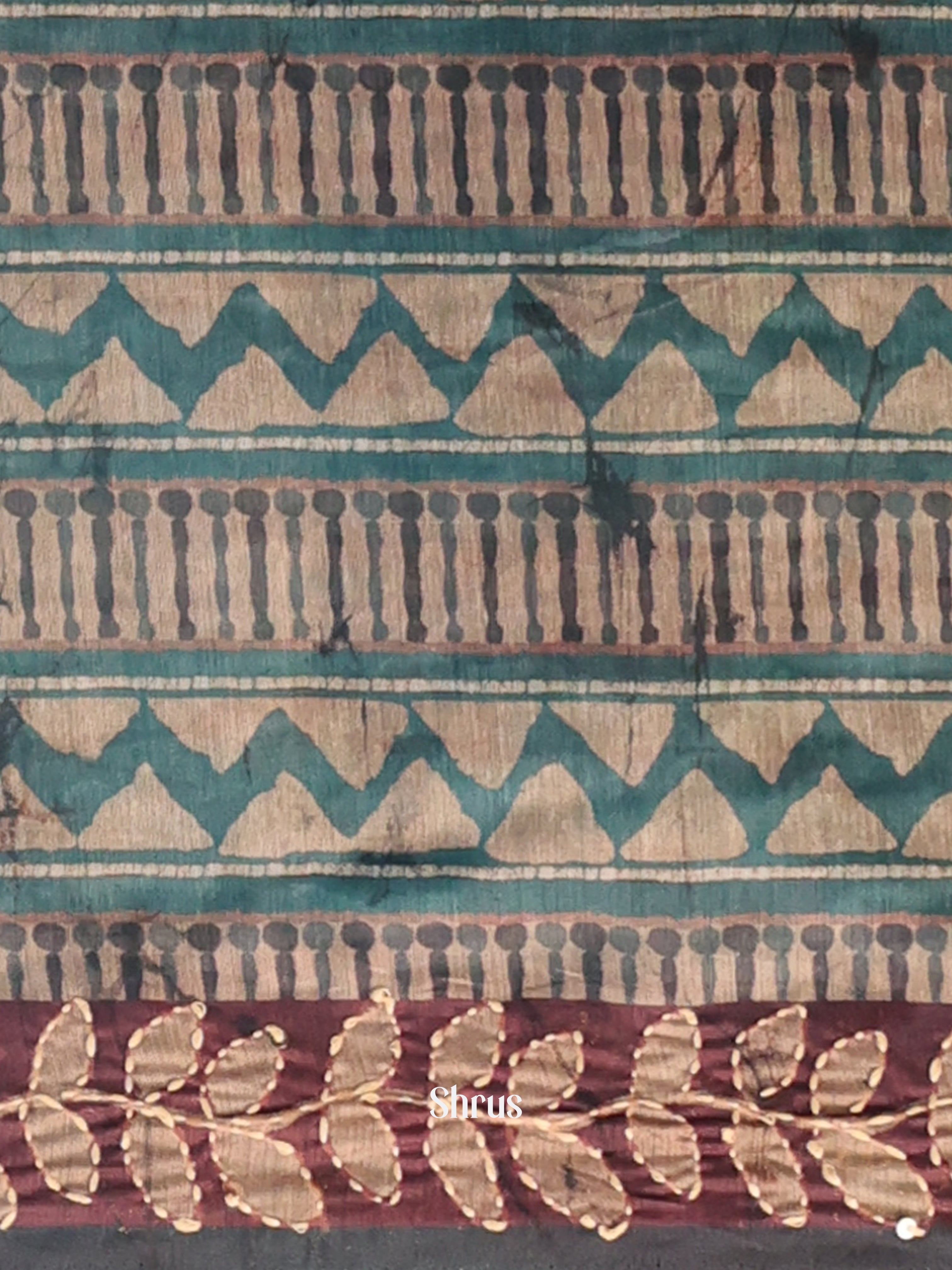 Brown & Beige - Semi Kantha Saree - Shop on Shrus.com