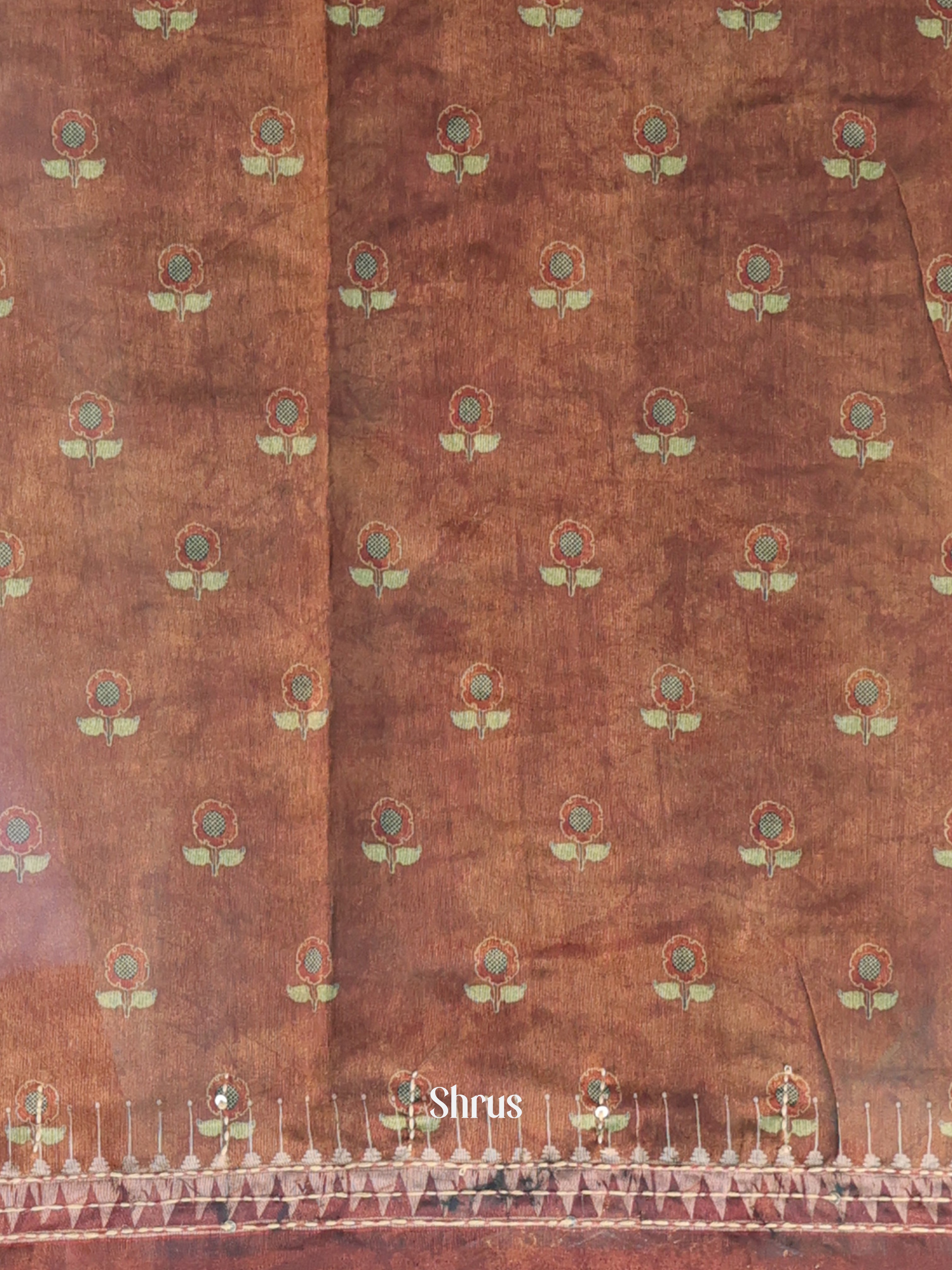 Brown - Semi Kantha Saree - Shop on Shrus.com