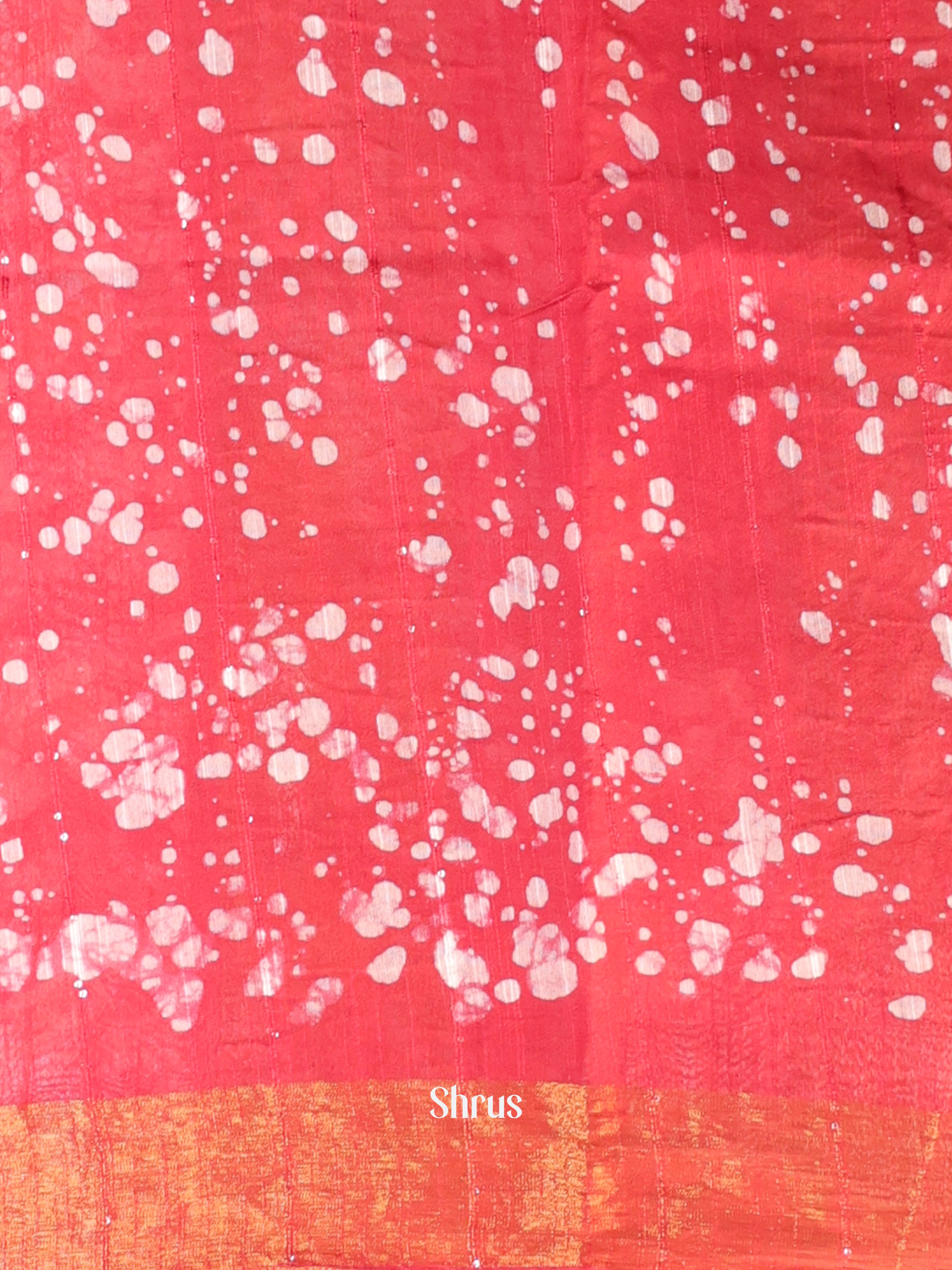 Orange & Red - Chanderi Saree - Shop on Shrus.com