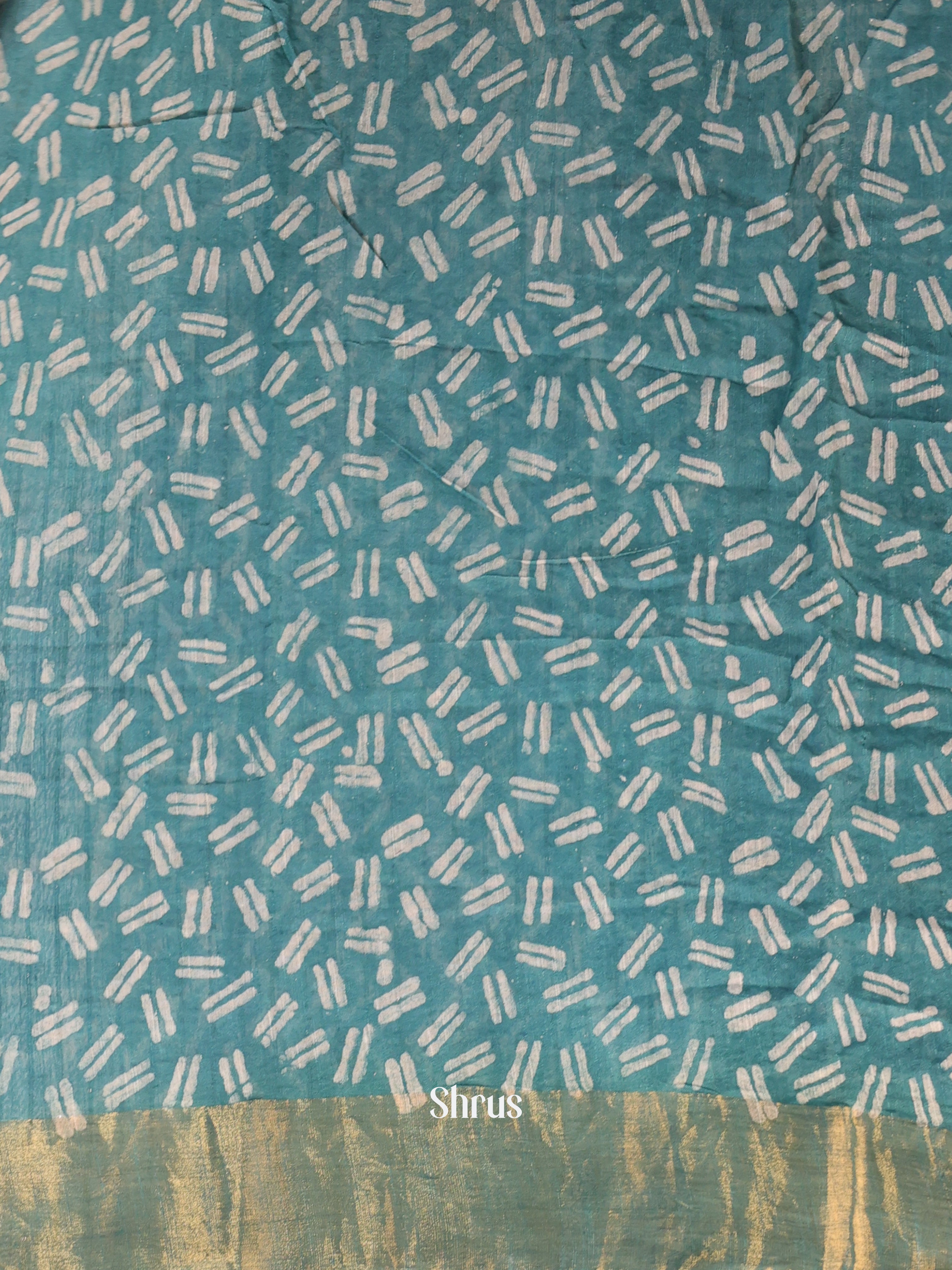 Teal - Chanderi Saree - Shop on Shrus.com