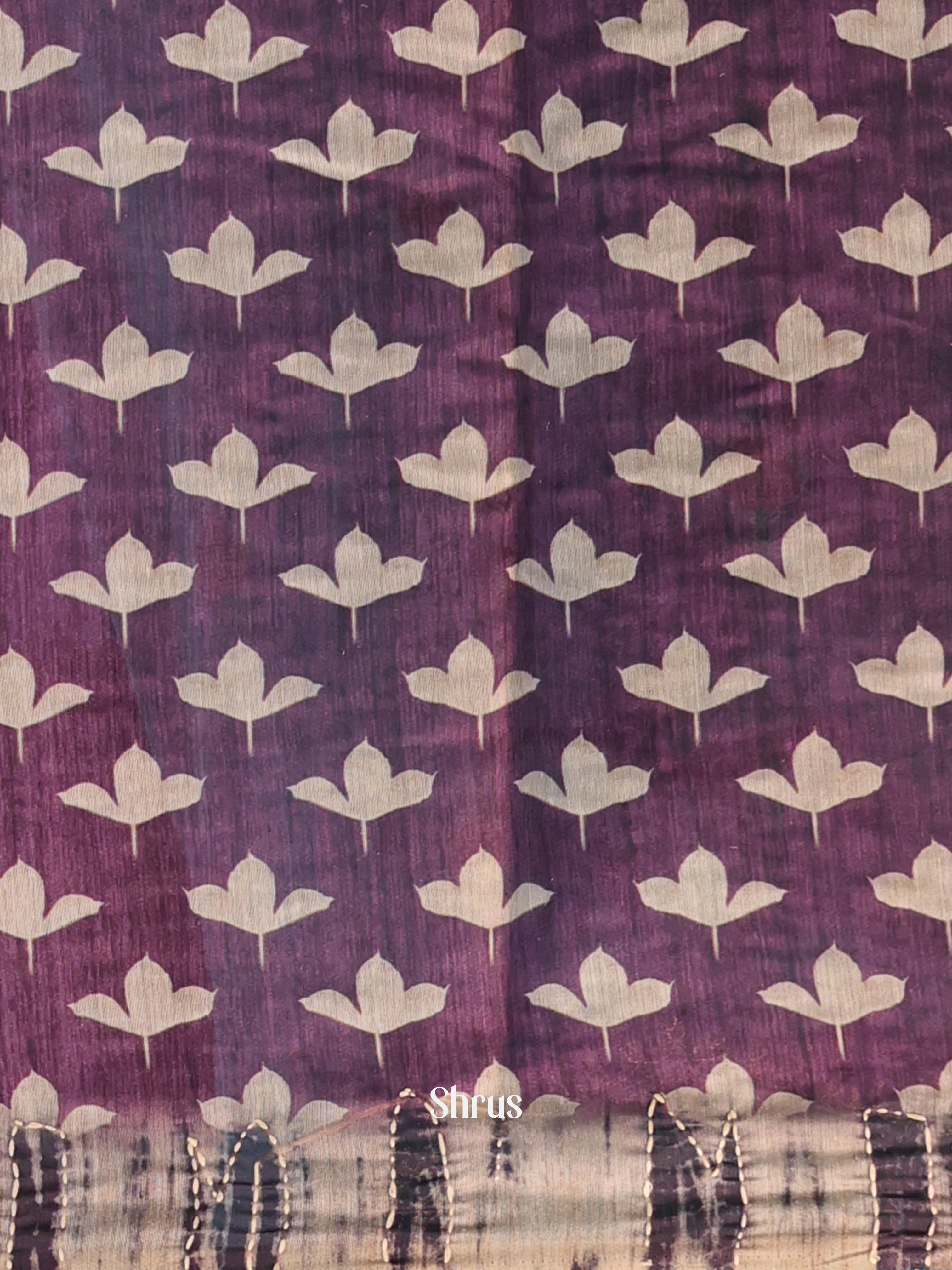 Purple - Semi Kantha Saree - Shop on Shrus.com