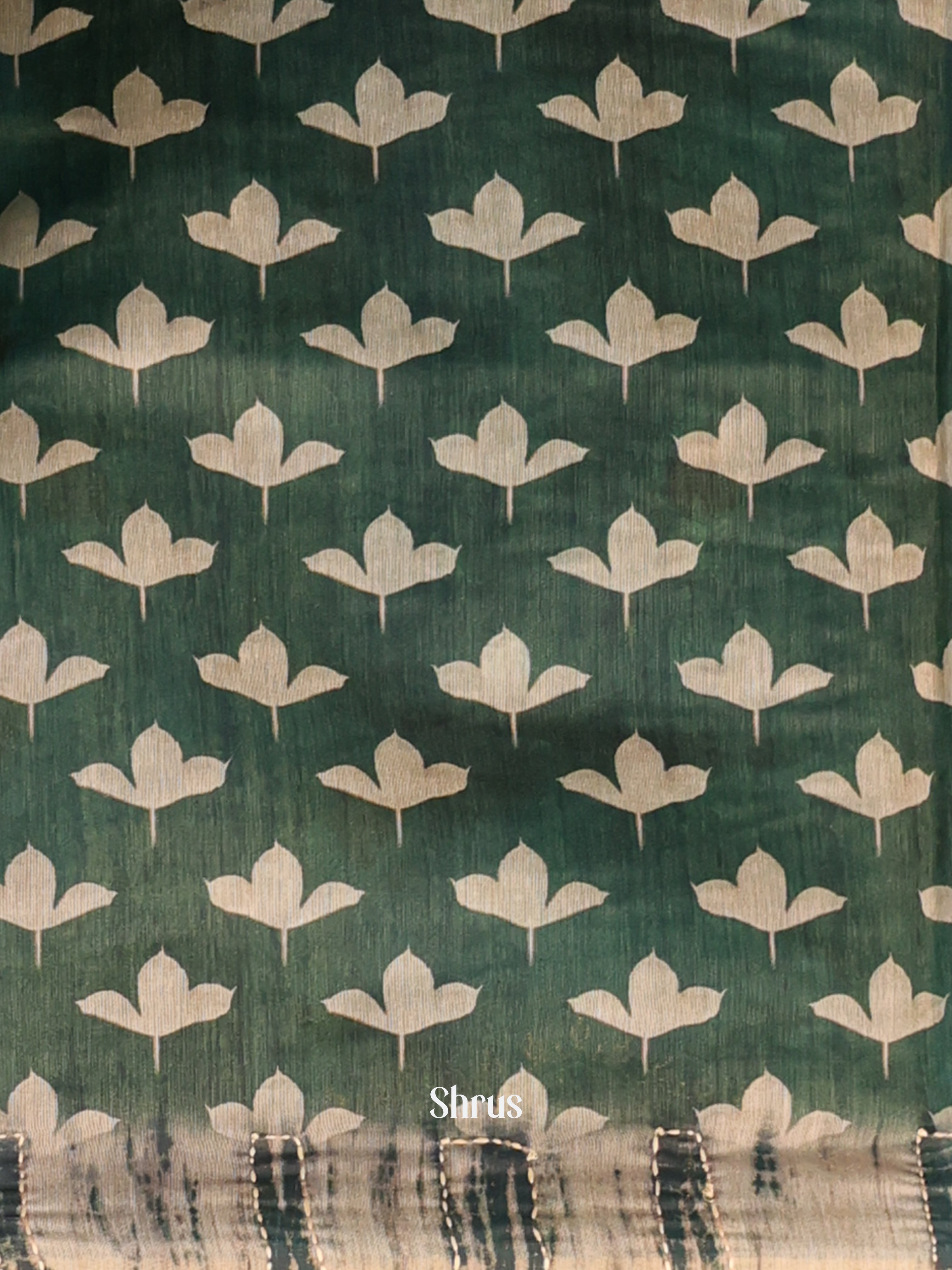 Green - Semi Kantha Saree - Shop on Shrus.com
