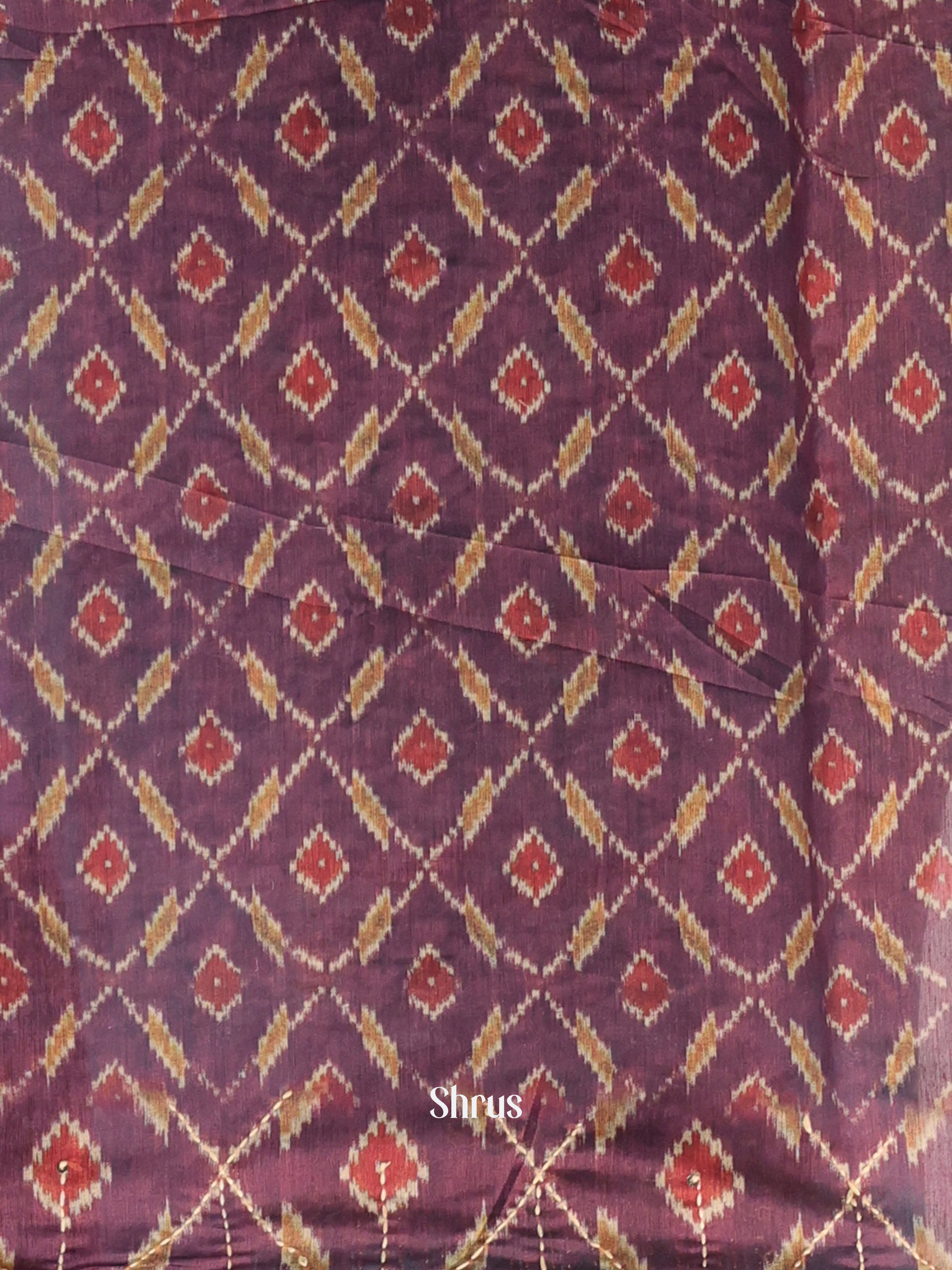 Pink & Purple - Semi Kantha Saree - Shop on Shrus.com