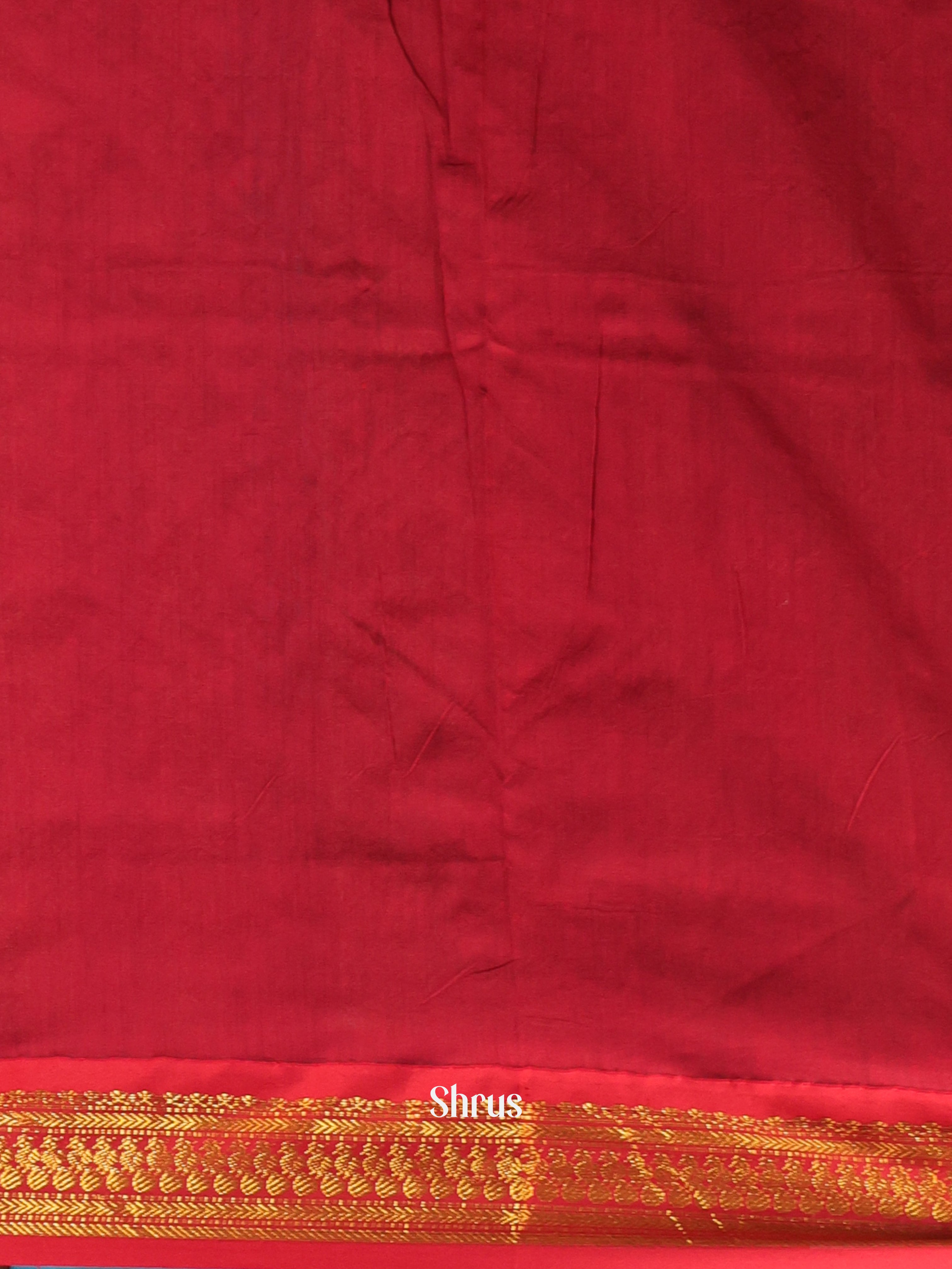 Blue & Red - Kalyani Cotton Saree - Shop on Shrus.com