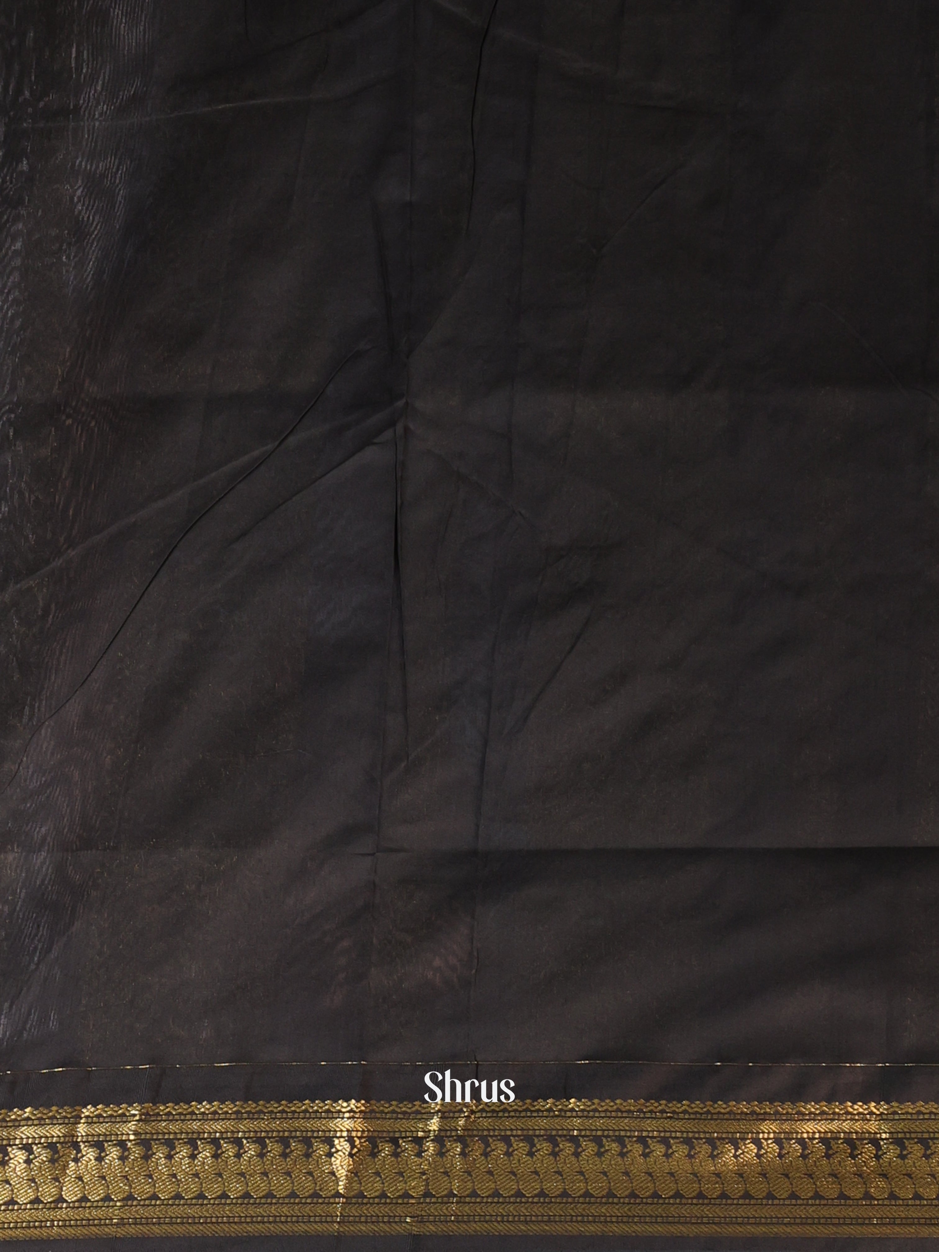 Dark Mustard & Black- Kalyani Cotton Saree - Shop on Shrus.com