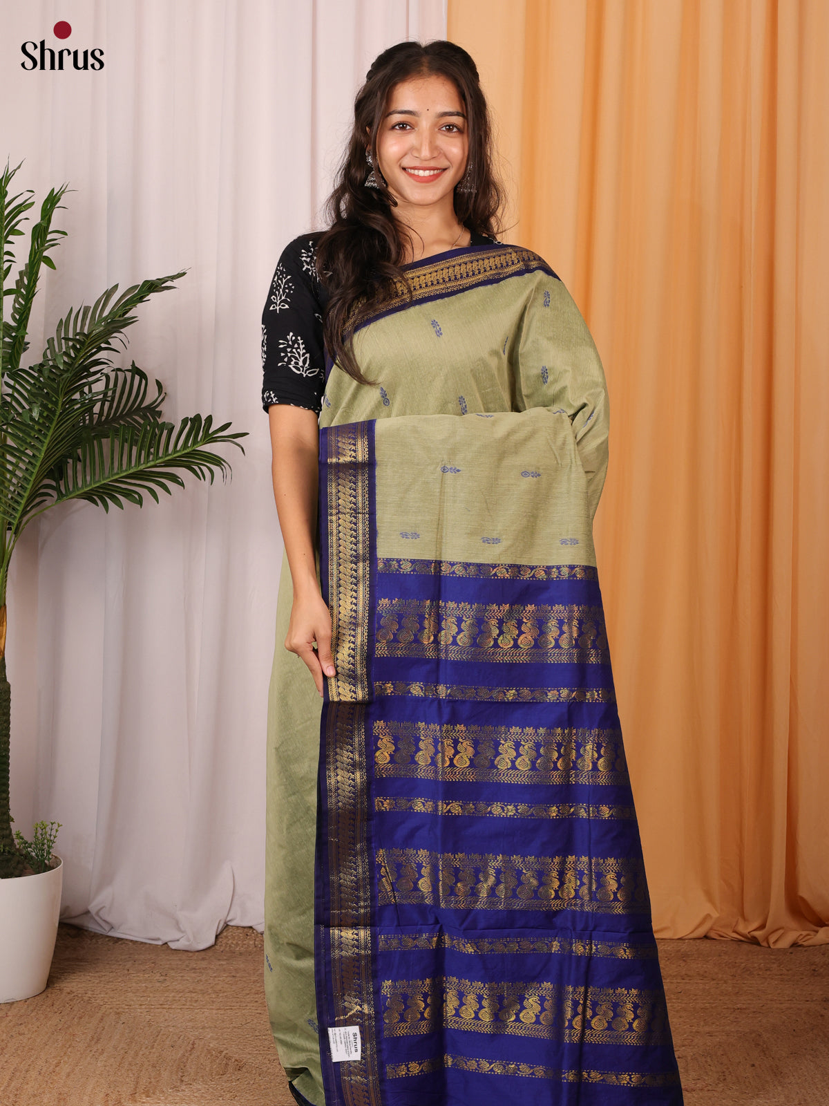 Elachi Green & Blue - Kalyani Cotton Saree - Shop on Shrus.com