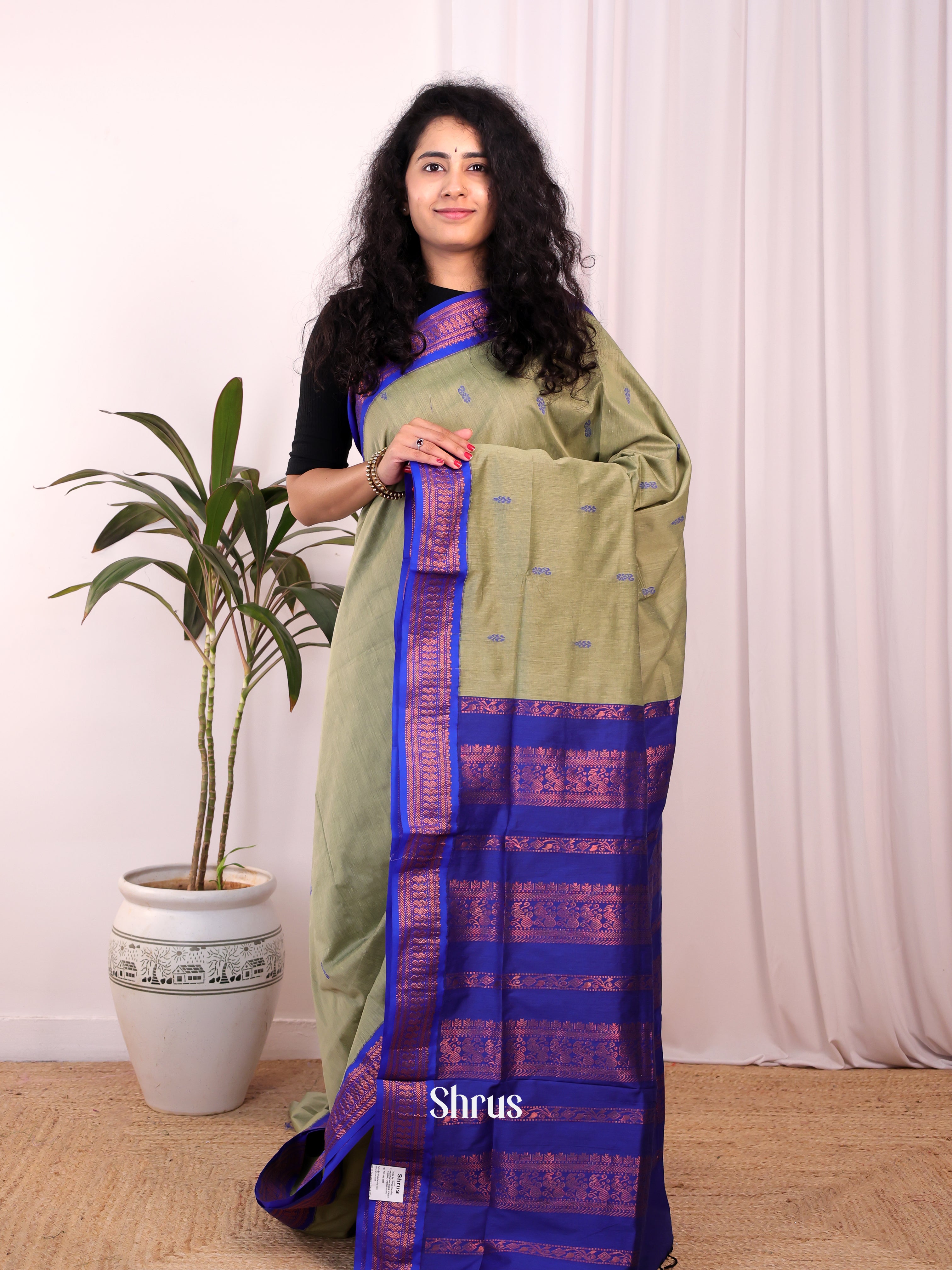 Elachi Green & Blue - Kalyani Cotton Saree - Shop on Shrus.com