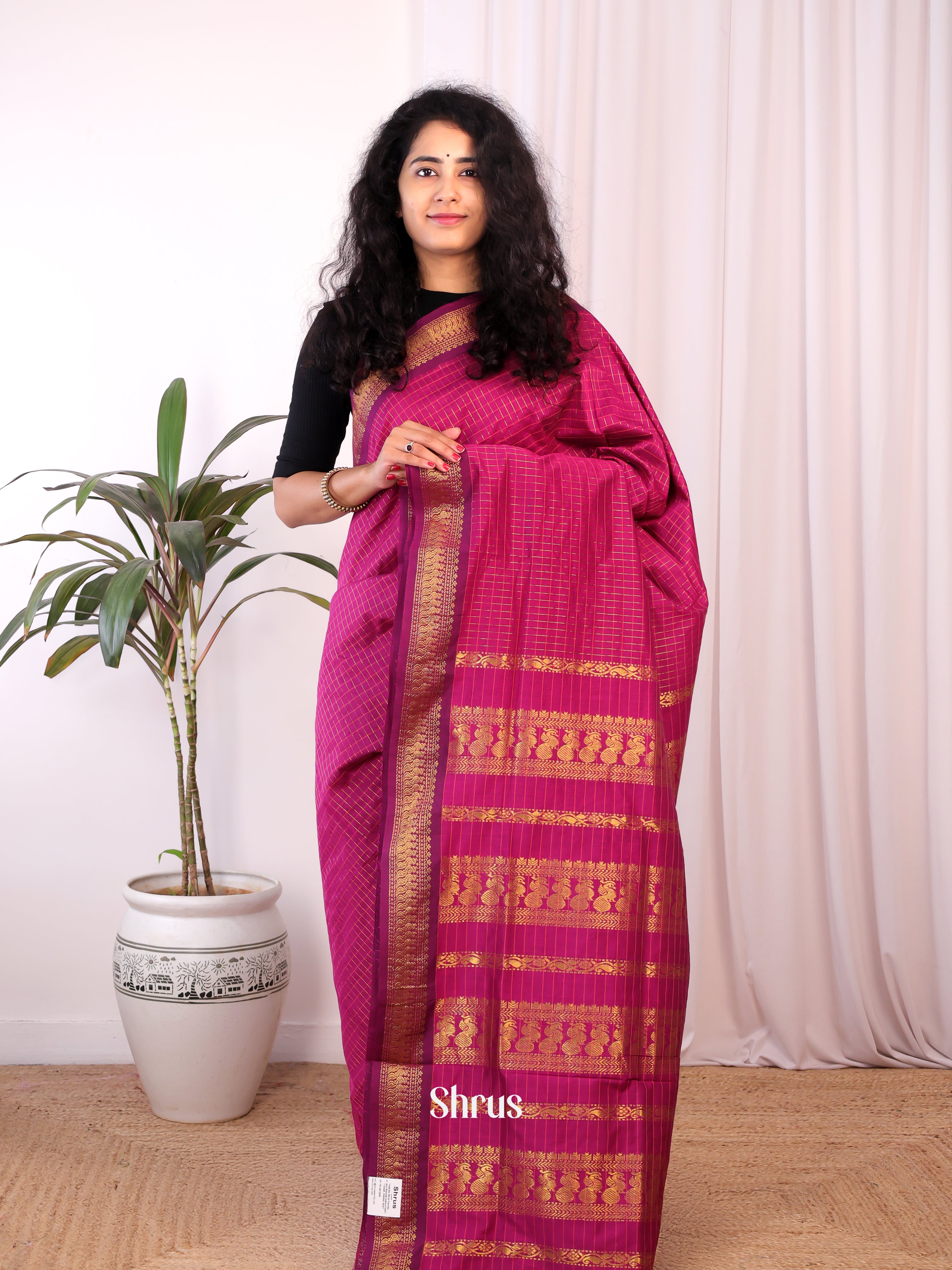 Purple- Kalyani Cotton Saree - Shop on Shrus.com