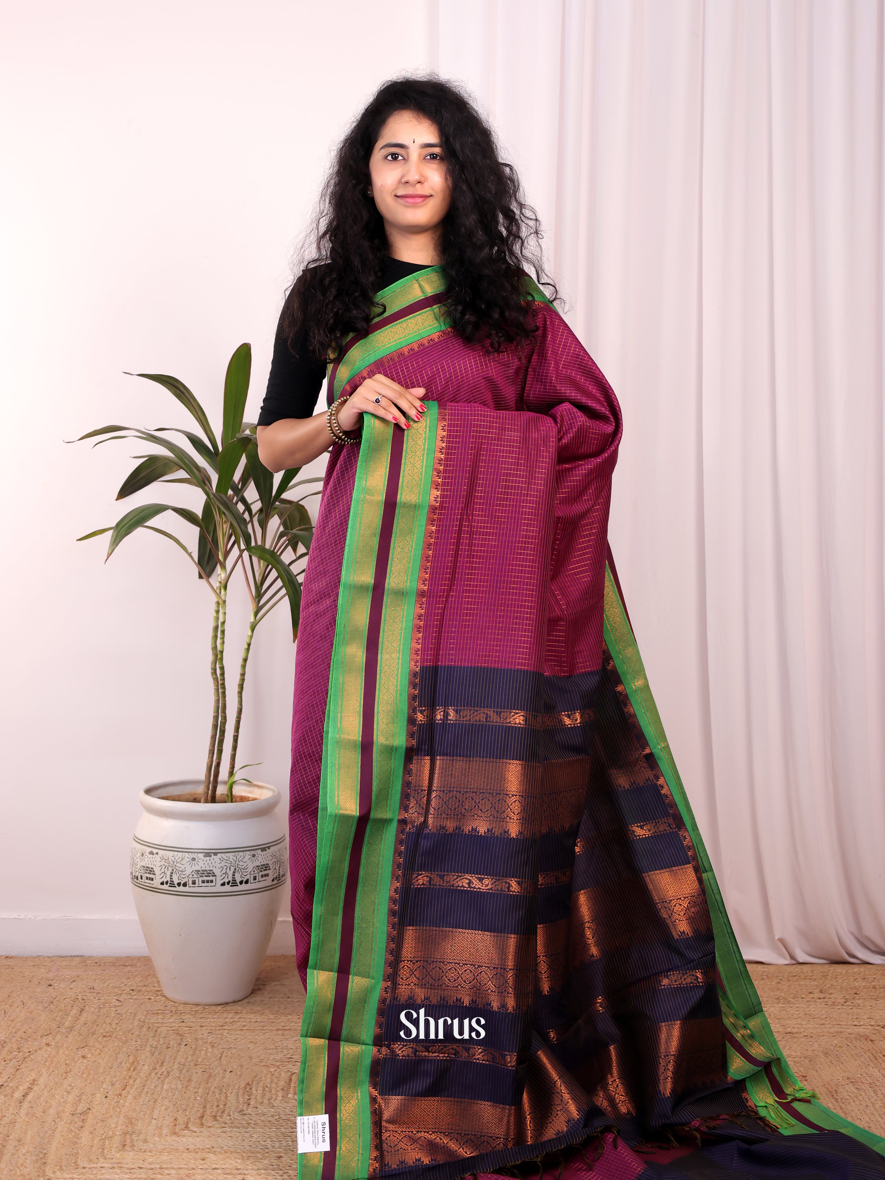 Purple & Violet - Kalyani Cotton Saree - Shop on Shrus.com