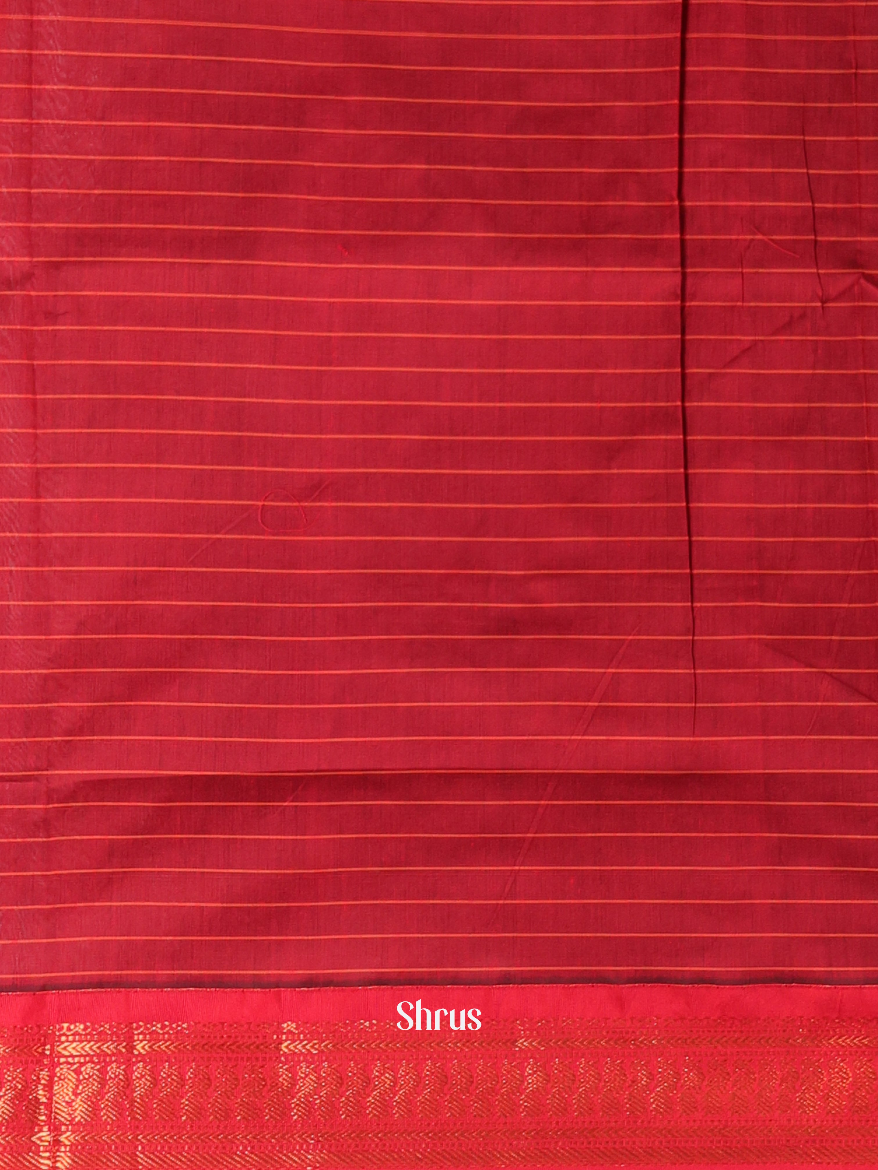 Beautiful Black Kalyani Cotton Saree with Zari Border & Contrast Red Pallu - Shop on Shrus.com