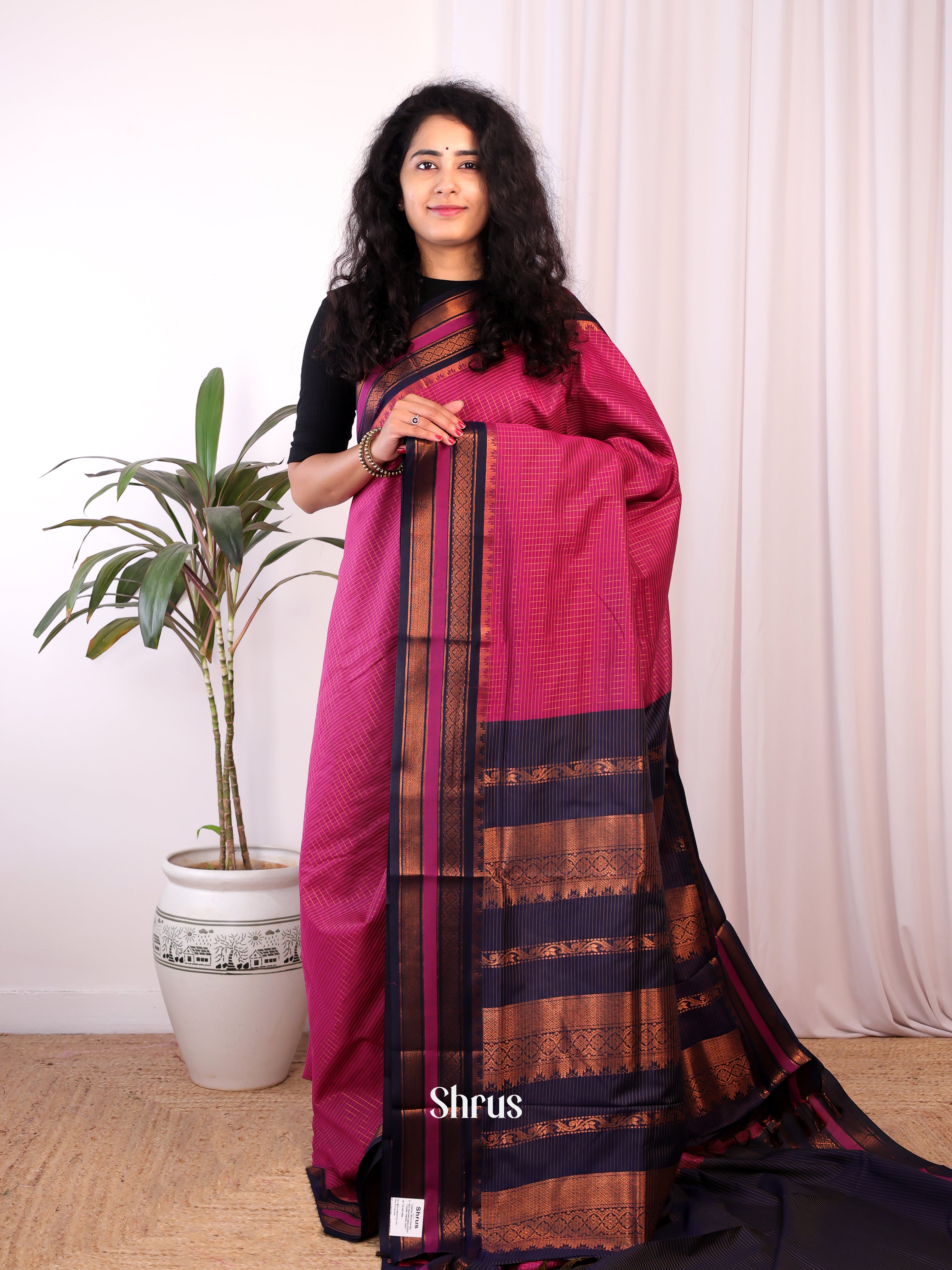 Purple & Violet - Kalyani Cotton Saree - Shop on Shrus.com