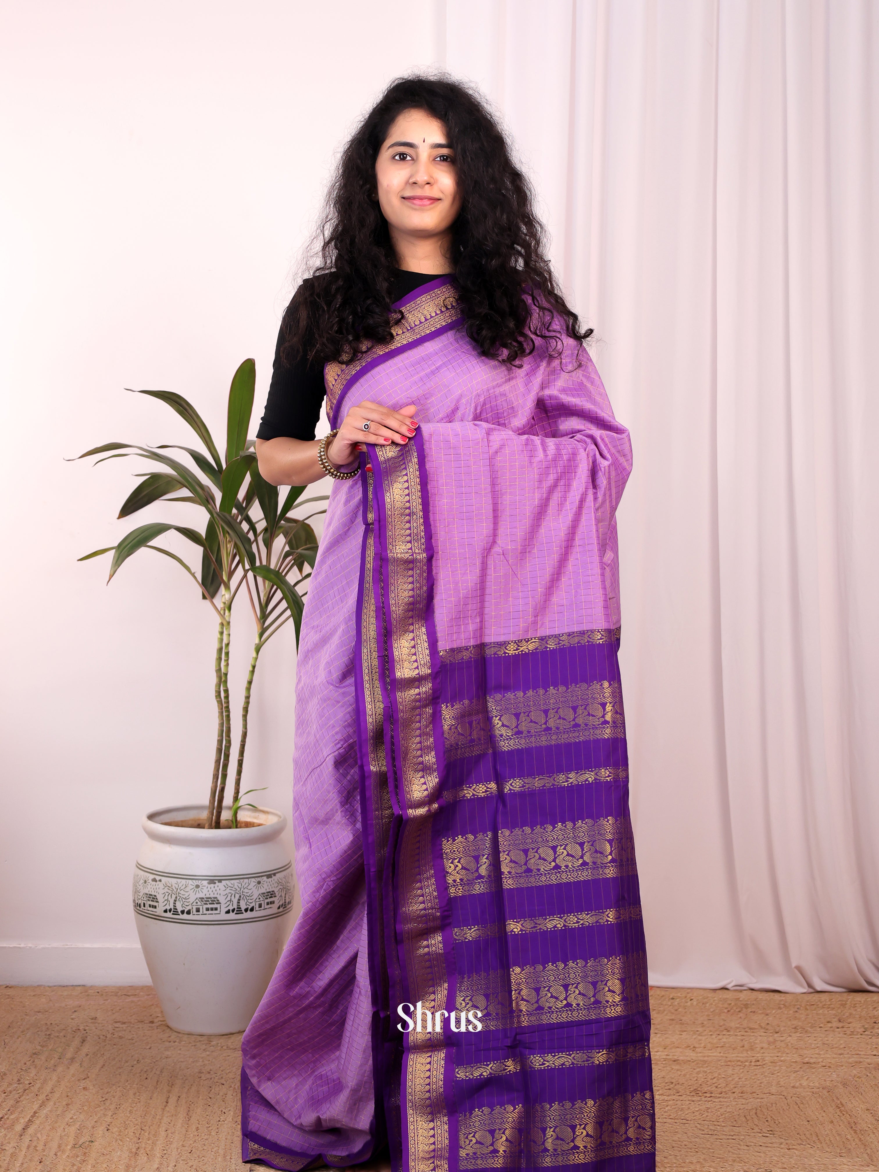 Lavender & Violet - Kalyani Cotton Saree - Shop on Shrus.com