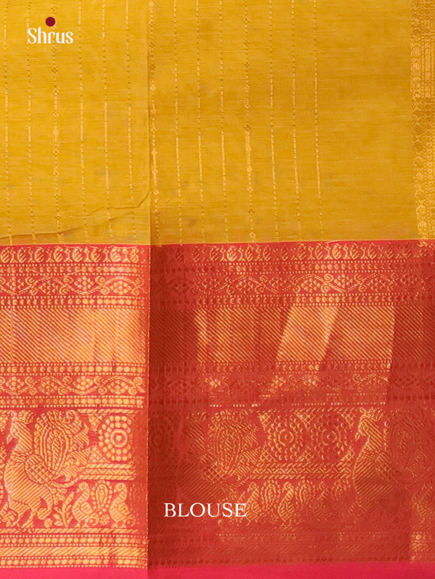 Mustardy Green & Pink - Chettinad Cotton Saree - Shop on Shrus.com