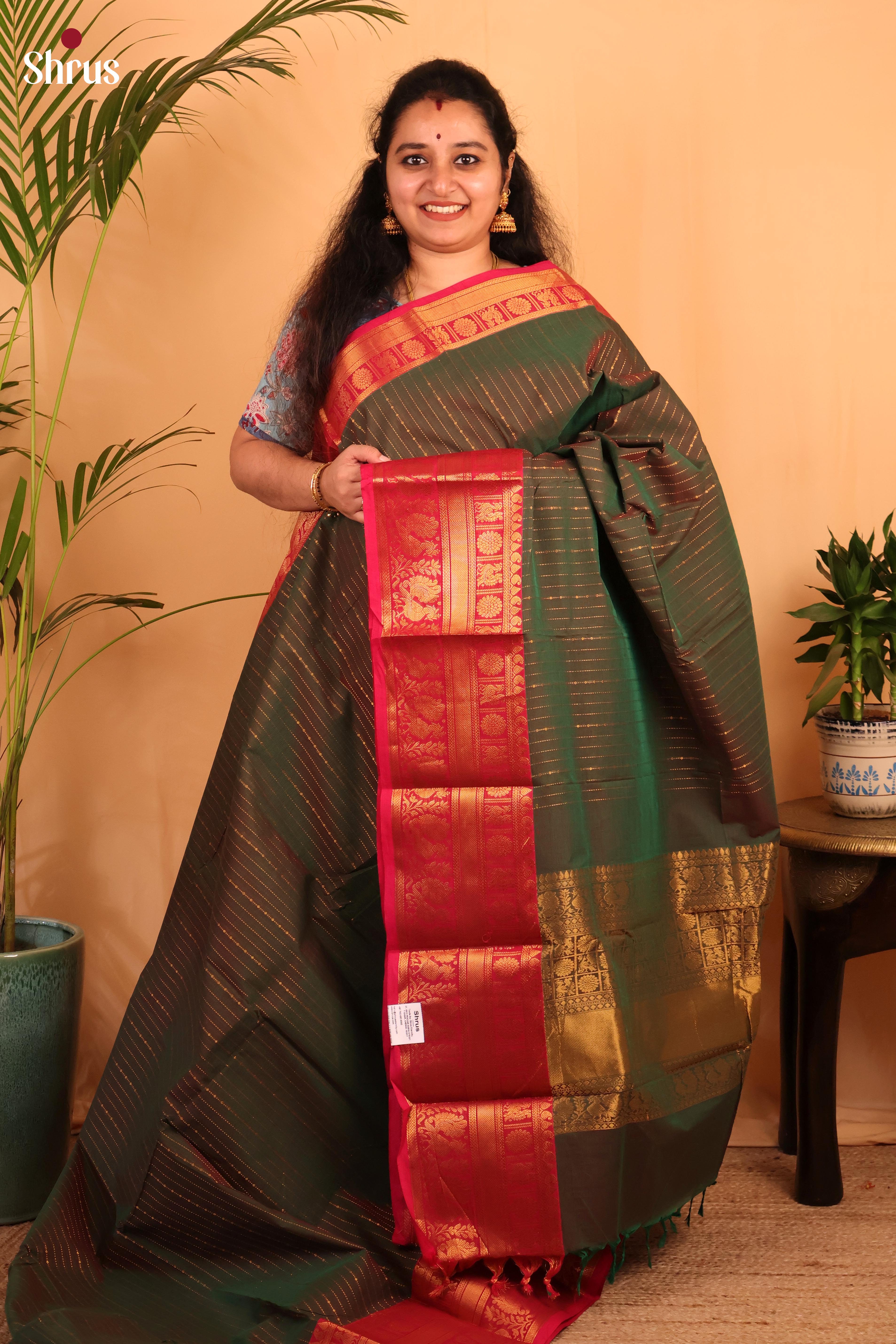 Double Shaded Green & Pink - Chettinad Cotton - Shop on Shrus.com