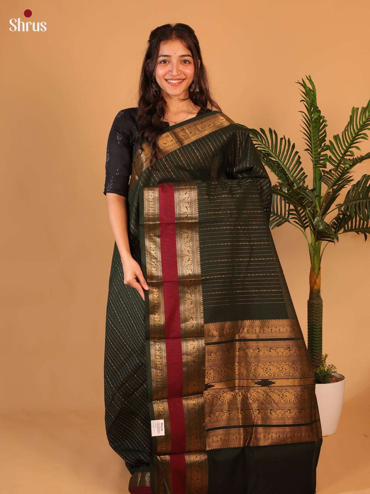 Green & Red- Chettinad Cotton Saree - Shop on Shrus.com