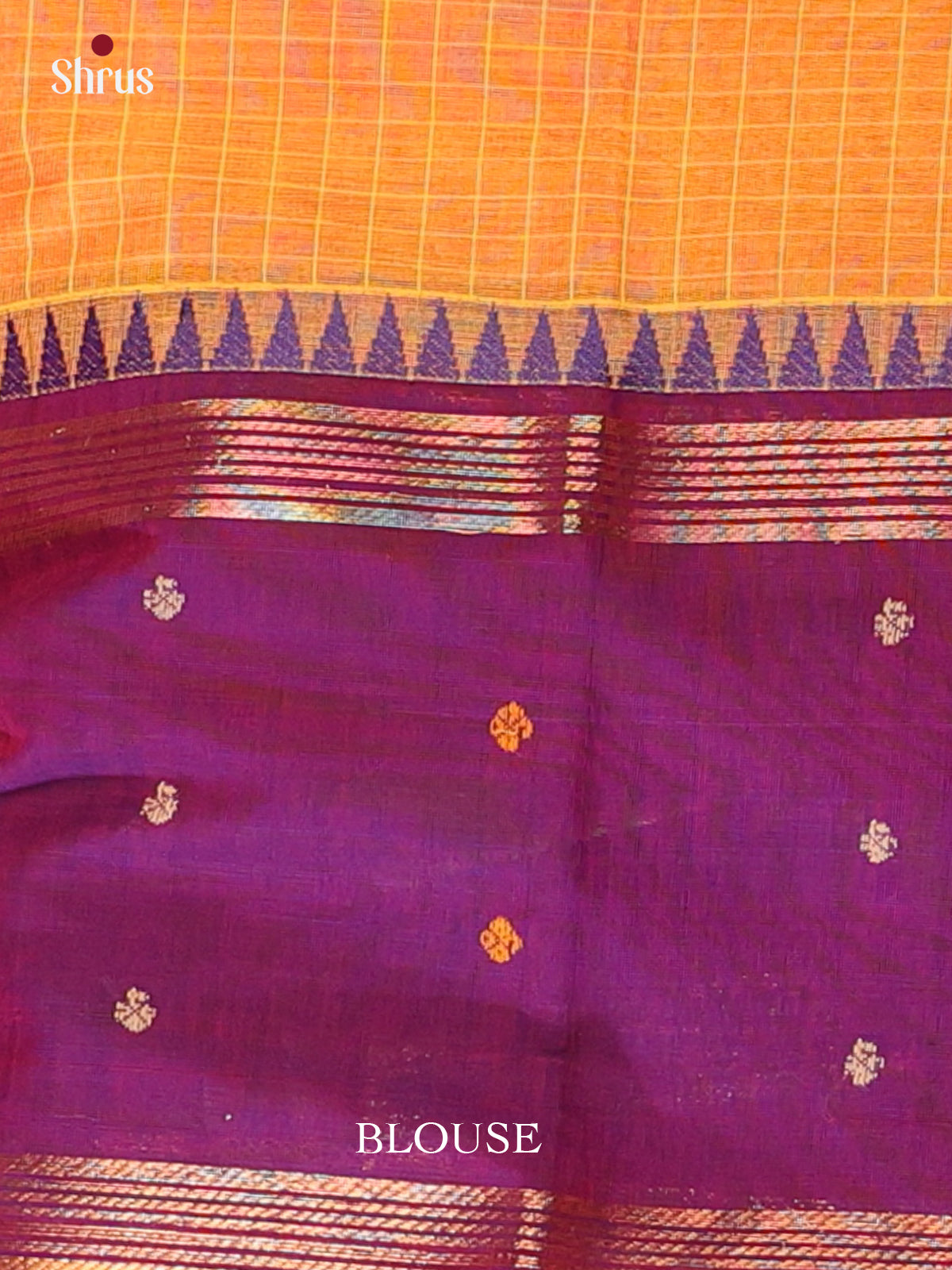 Mustard & Purple- Chettinad Cotton Saree - Shop on Shrus.com