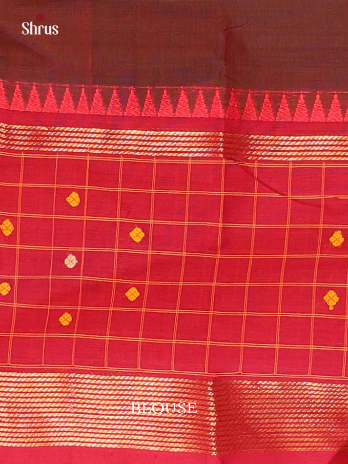 Brown & Red - Chettinad Cotton Saree - Shop on Shrus.com
