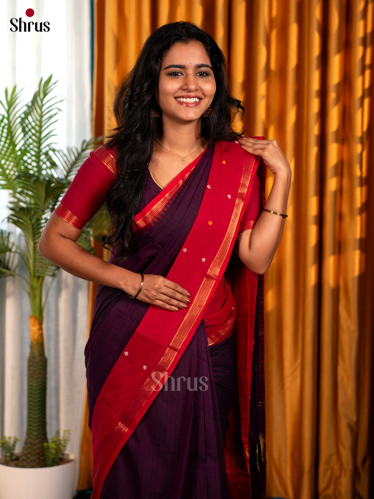 Purple & Red - Chettinad Cotton - Shop on Shrus.com
