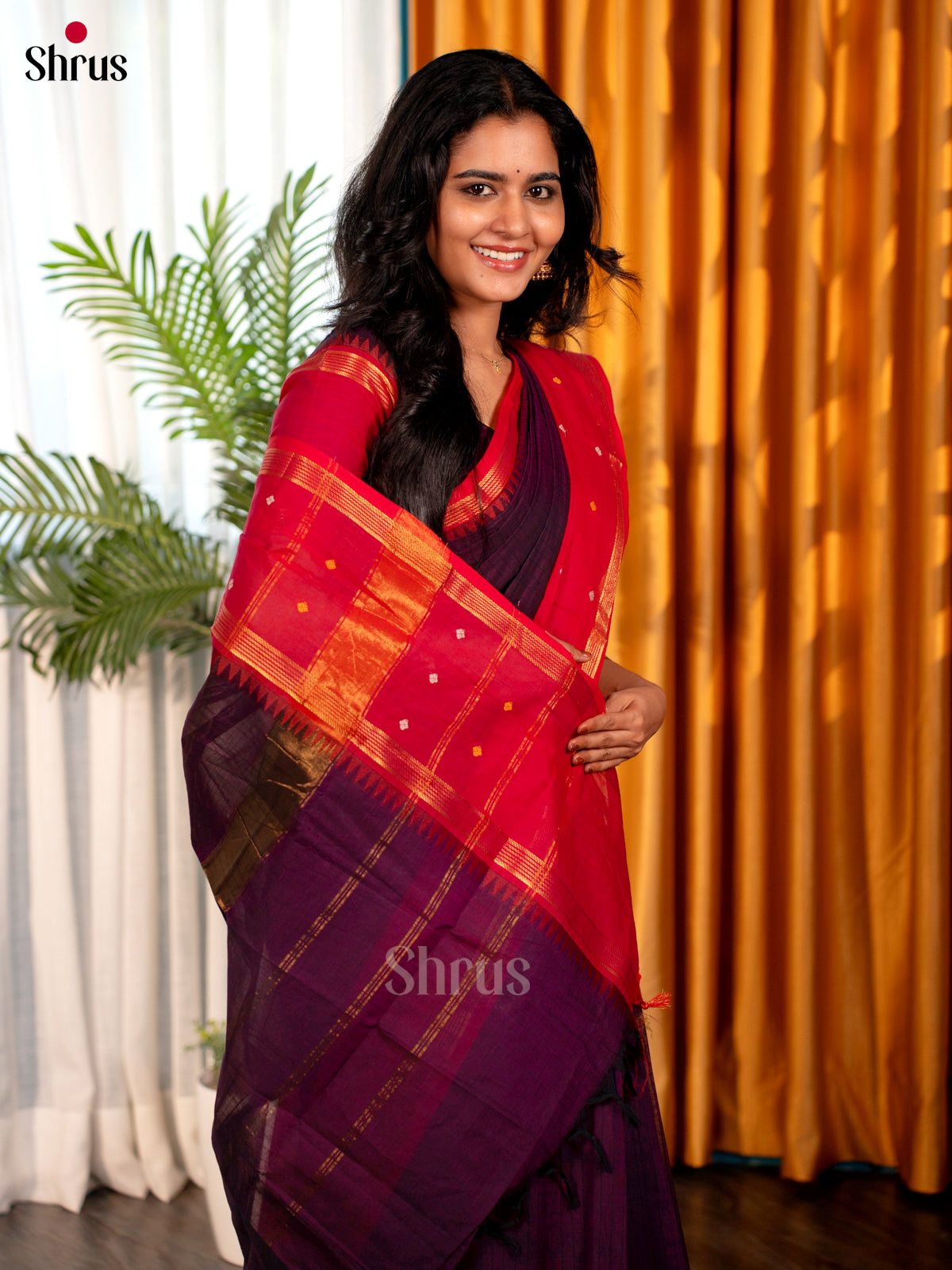 Purple & Red - Chettinad Cotton - Shop on Shrus.com