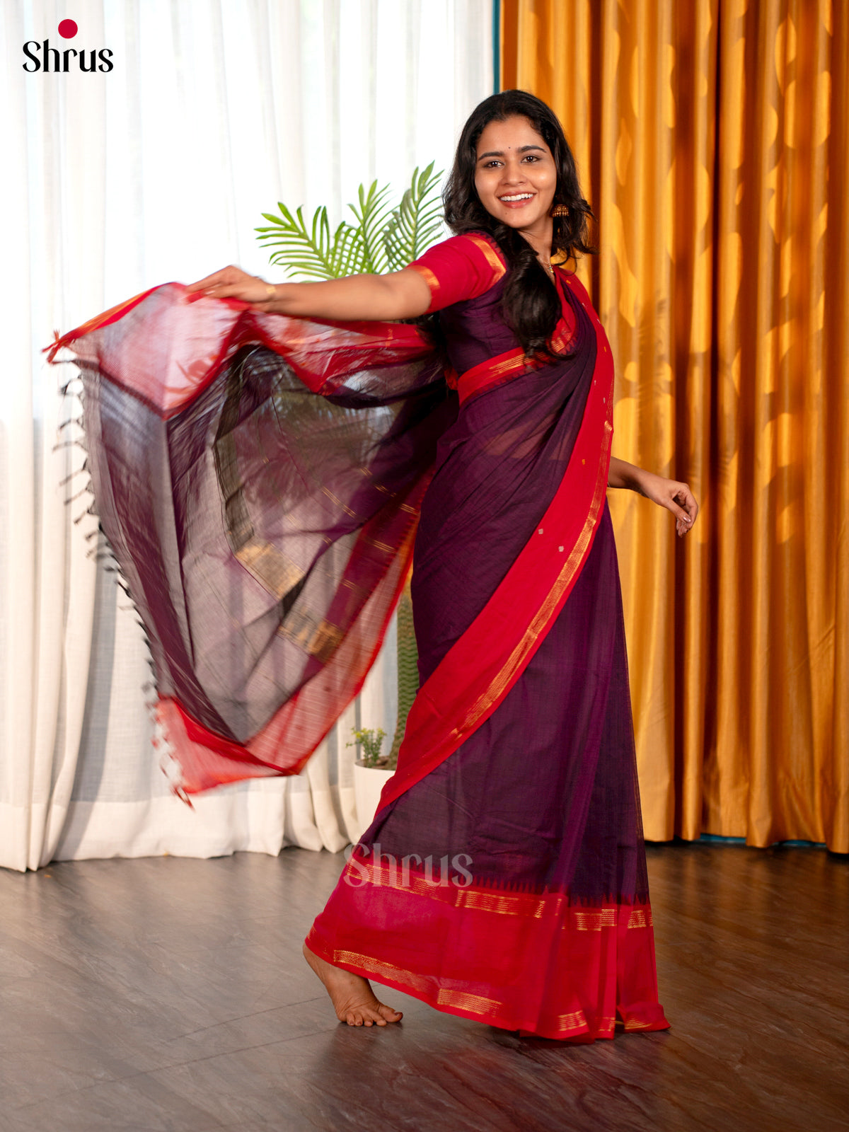 Purple & Red - Chettinad Cotton - Shop on Shrus.com