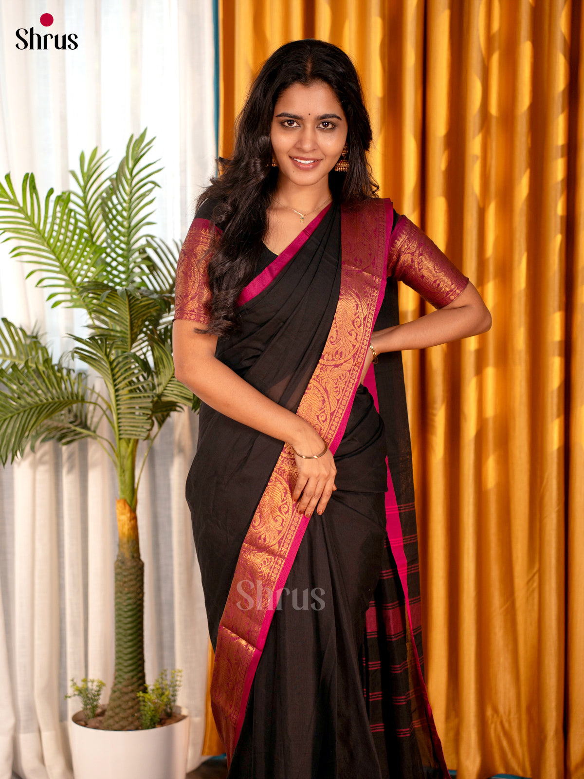 Black & Pink - Chettinad Cotton Saree - Shop on Shrus.com