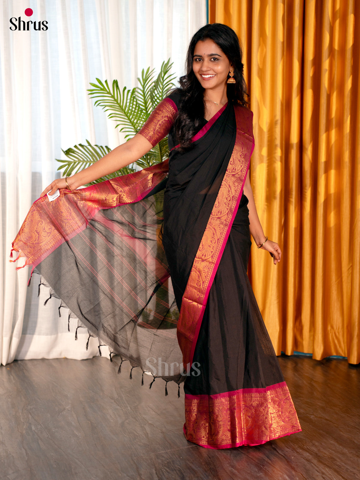 Black & Pink - Chettinad Cotton Saree - Shop on Shrus.com