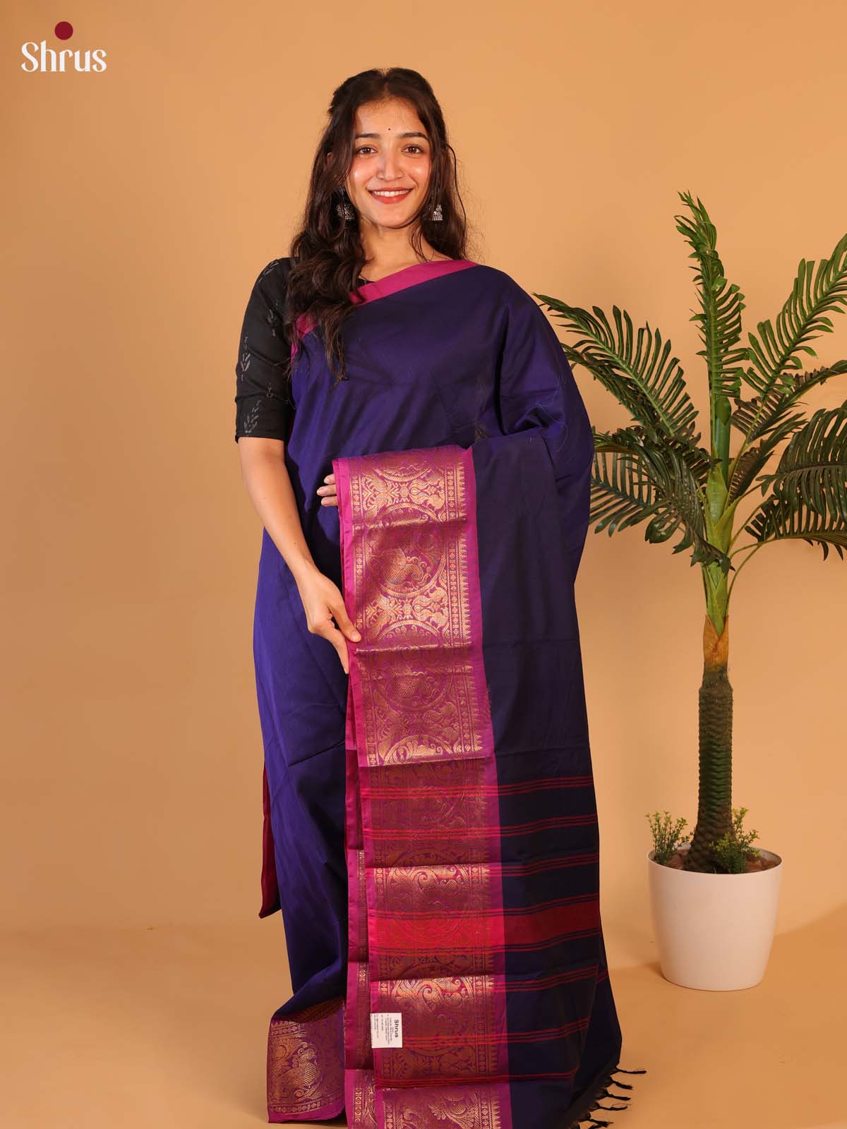 Violet & Purple - Chettinad Cotton Saree - Shop on Shrus.com