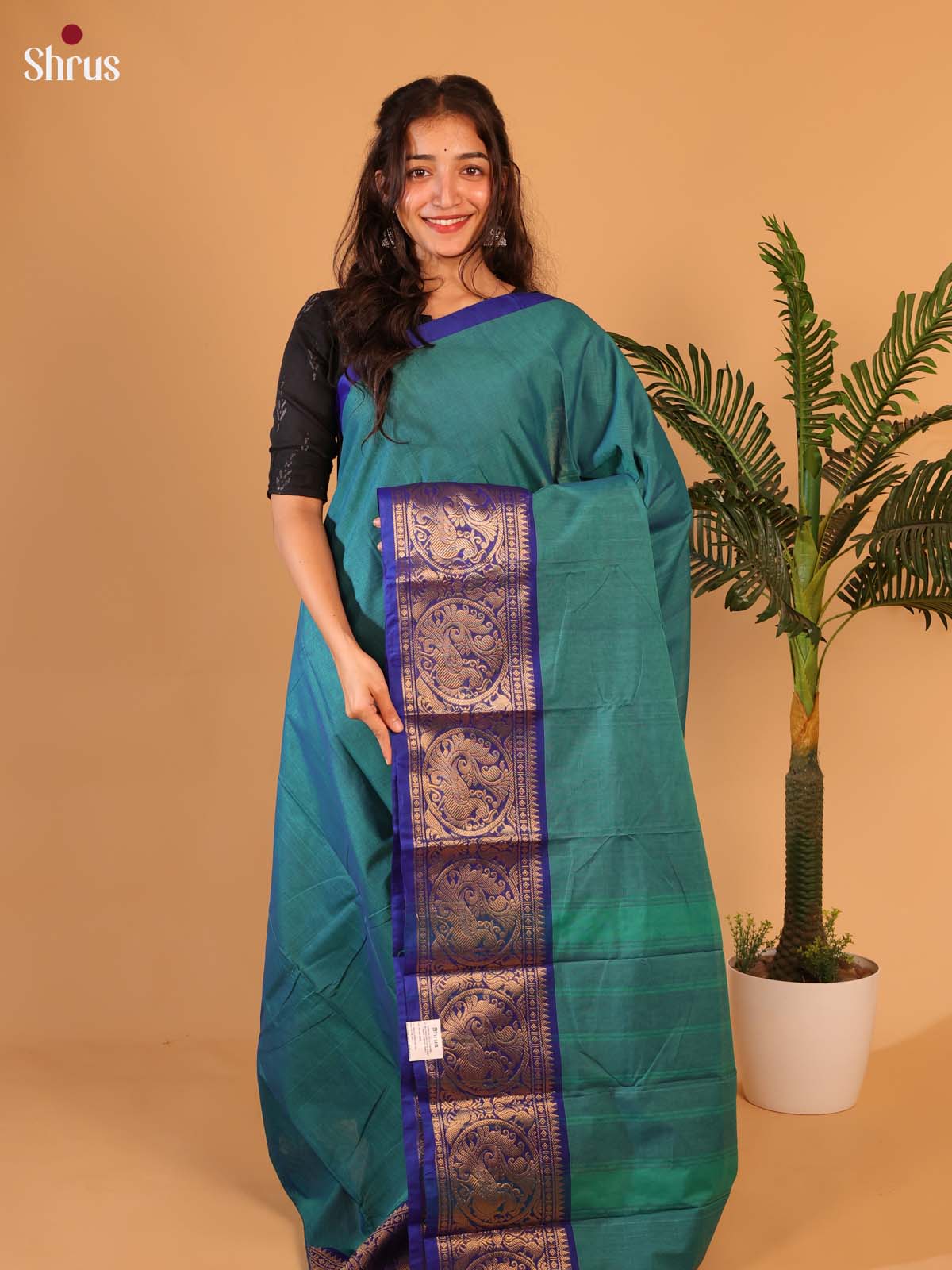 Green & Blue - Chettinad Cotton Saree - Shop on Shrus.com
