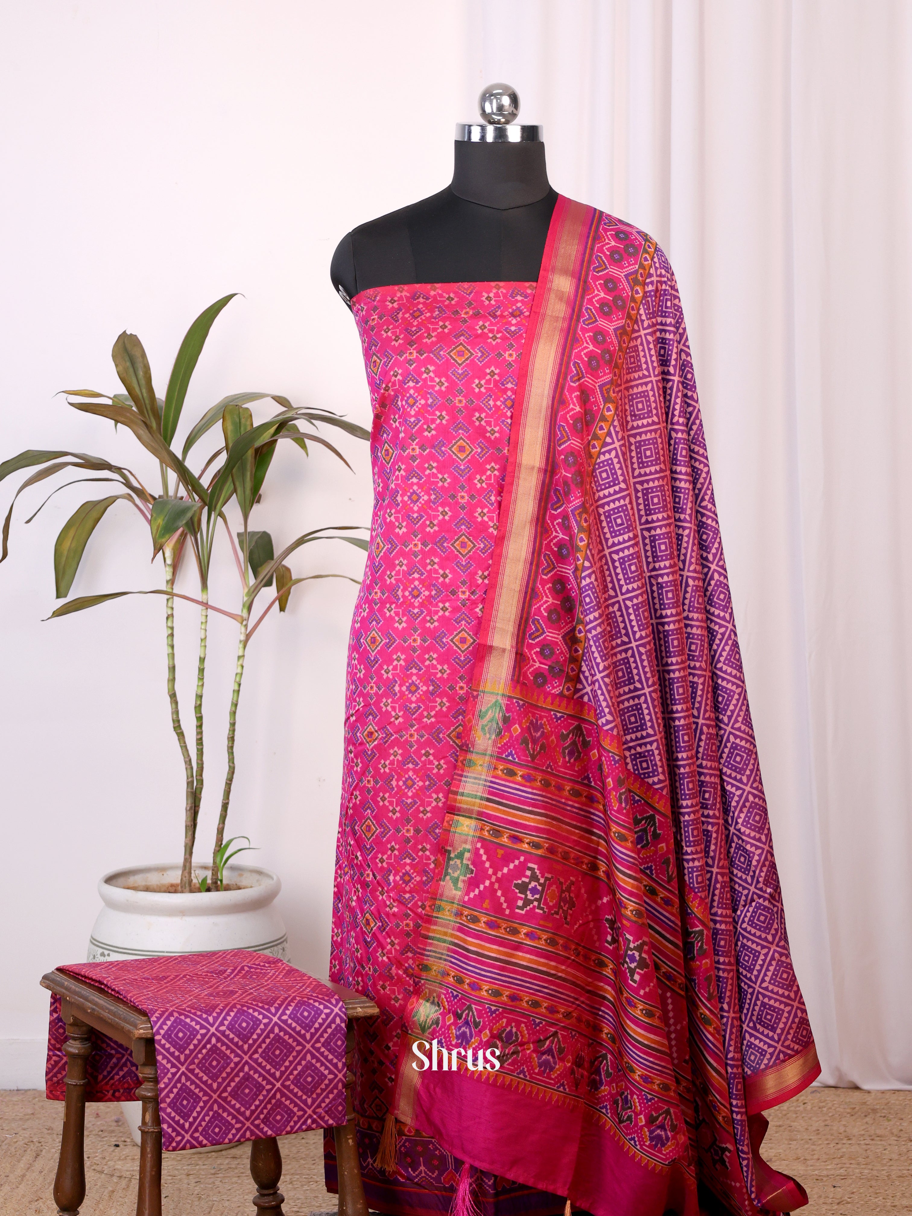 Pink & Purple - semi patola salwar - Shop on Shrus.com