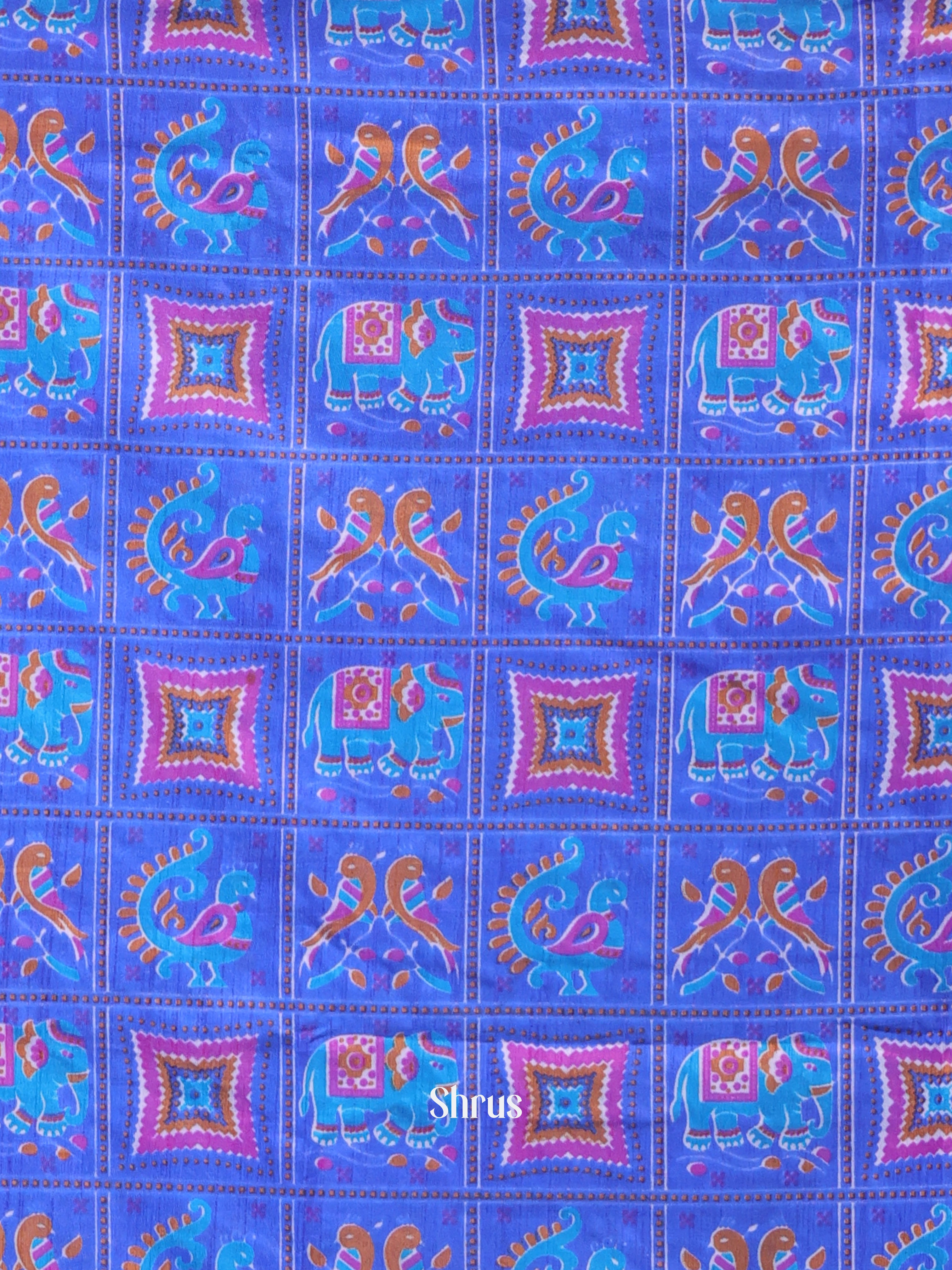 Blue & Purple -Semi Patola Unstitched Top, Bottom & Dupatta - CKS14019 - Shop on Shrus.com