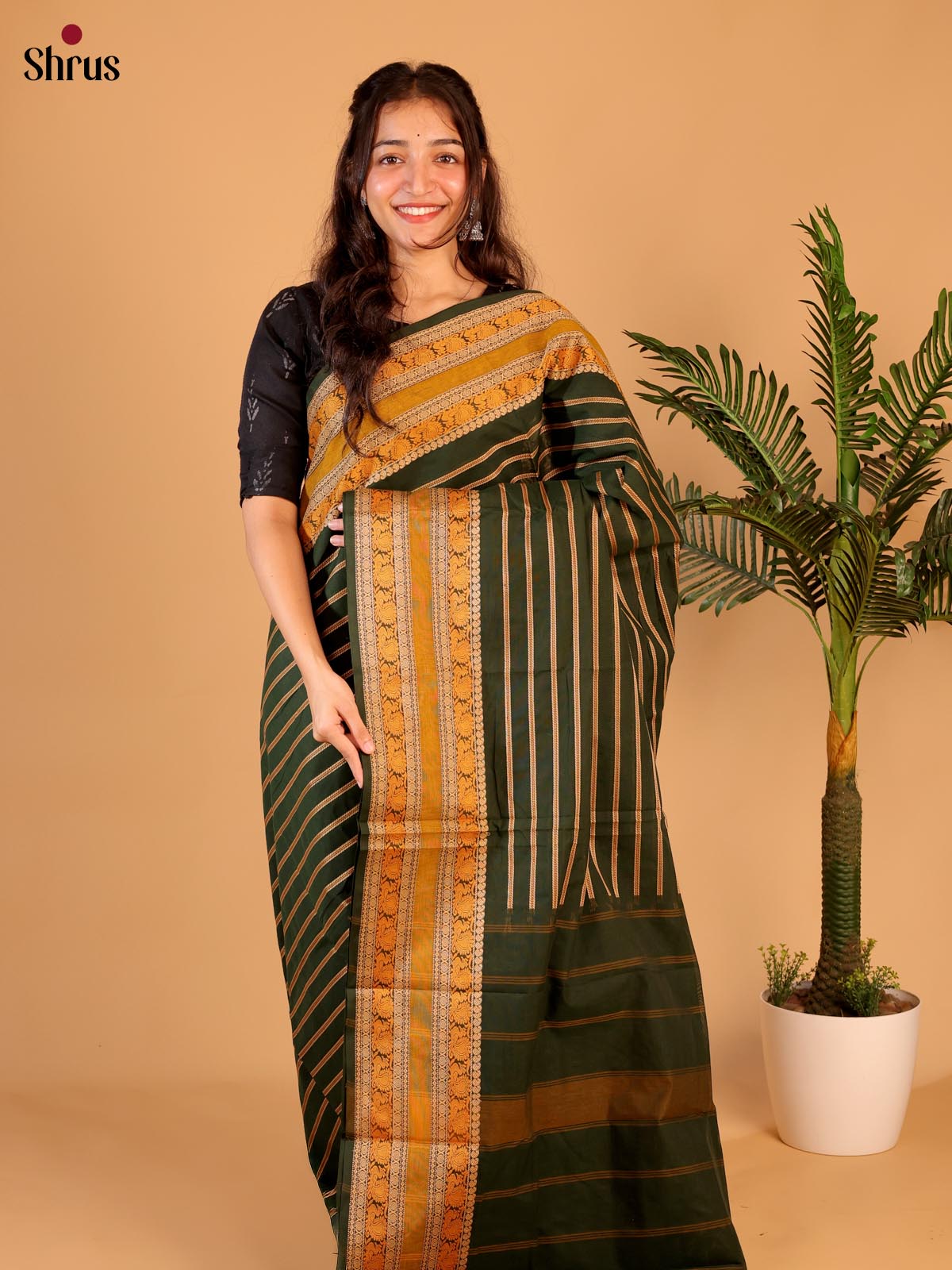 Green - Chettinad Cotton Saree - Shop on Shrus.com