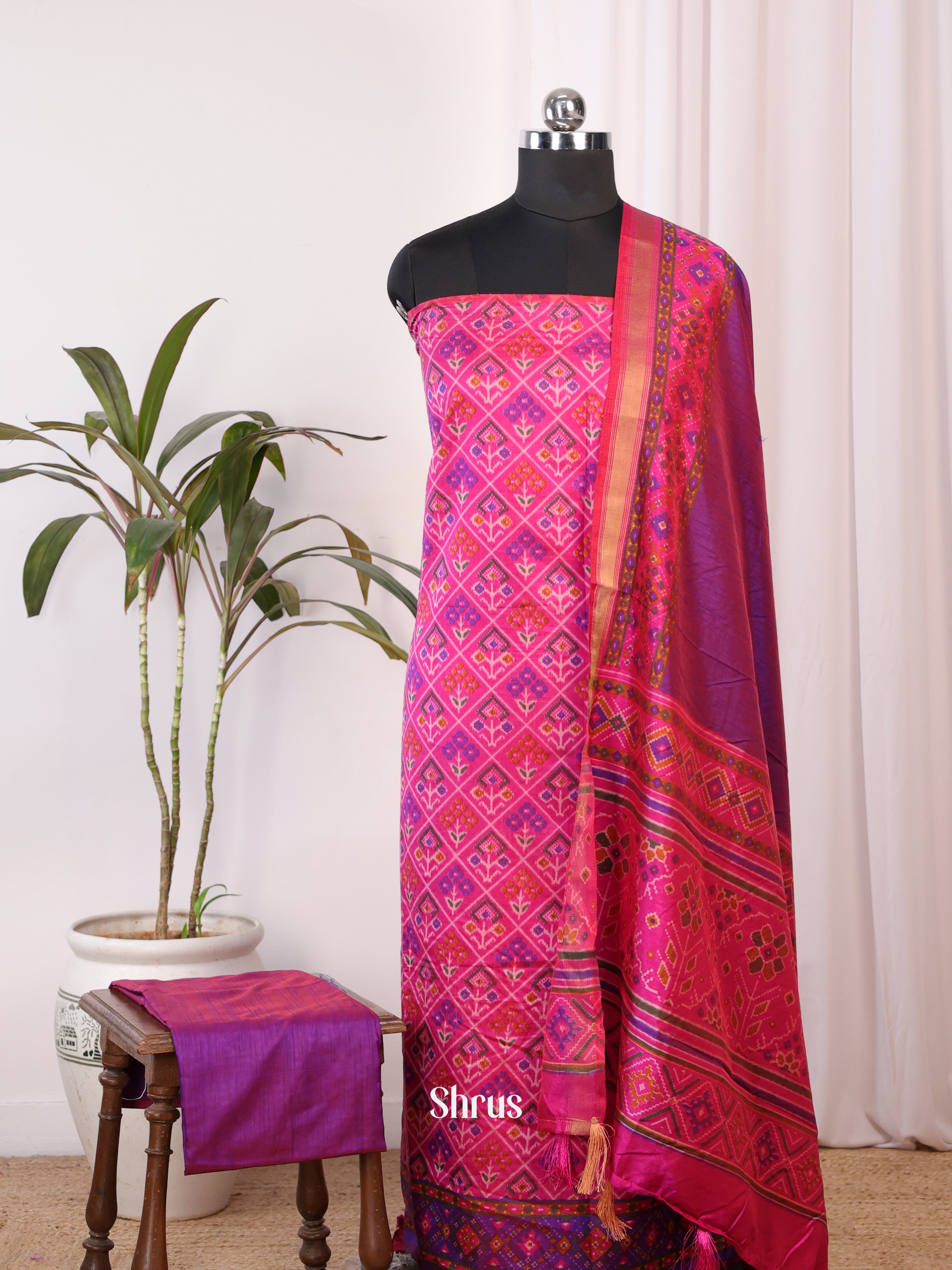 Pink & Purple - semi patola salwar - Shop on Shrus.com
