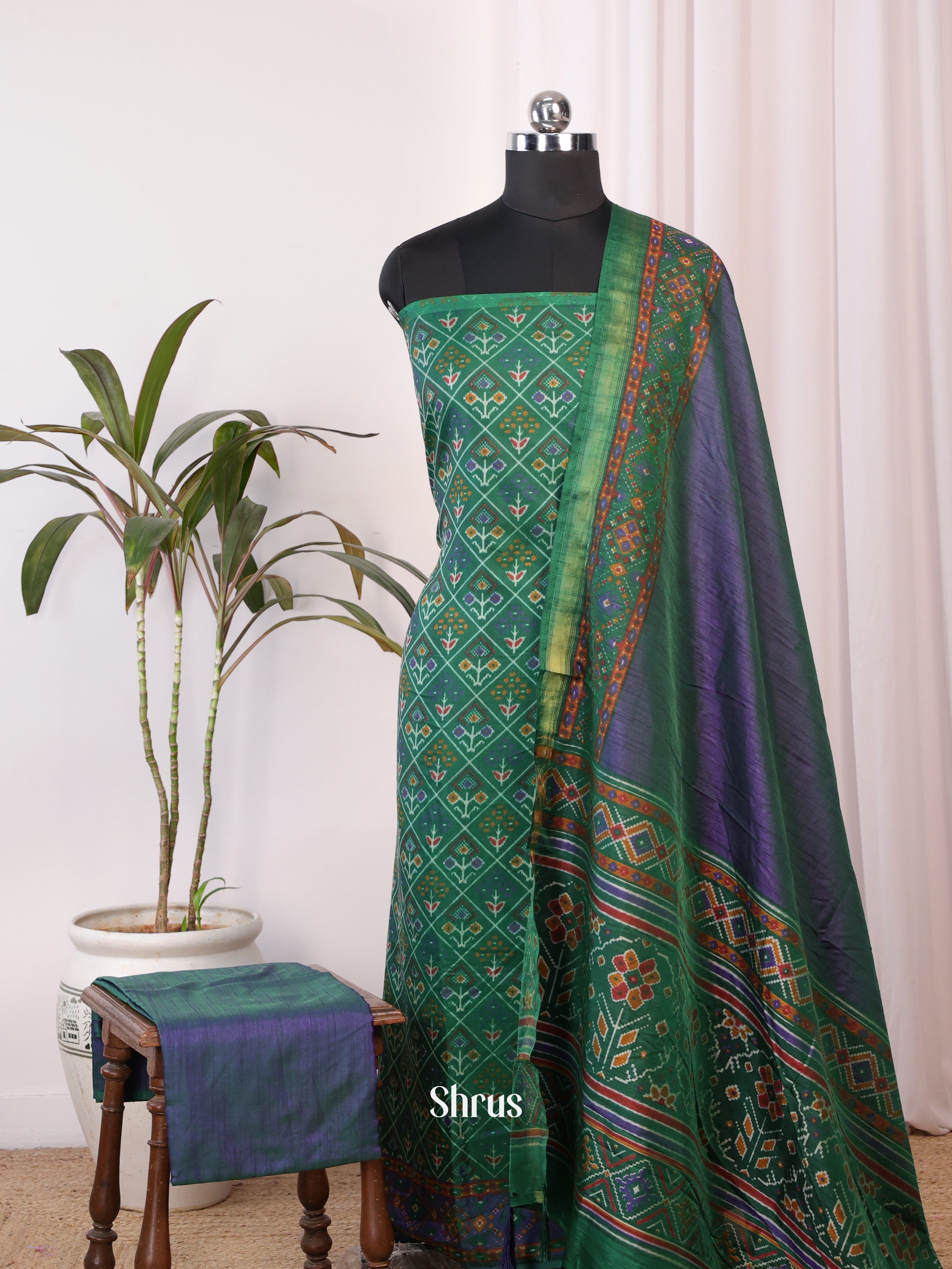 Green & Purple - semi patola salwar - Shop on Shrus.com