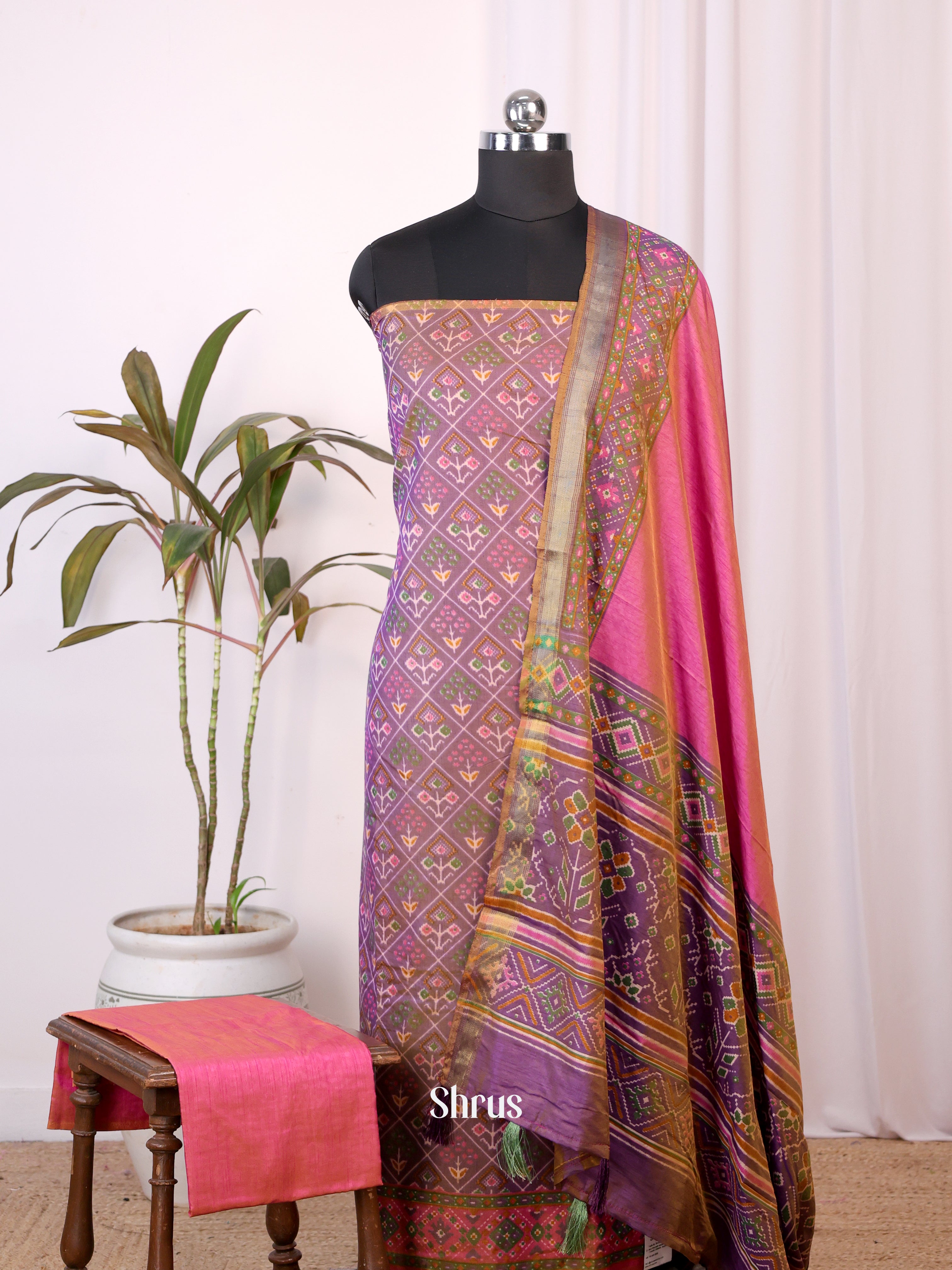 Purple & Pink - semi patola salwar - Shop on Shrus.com
