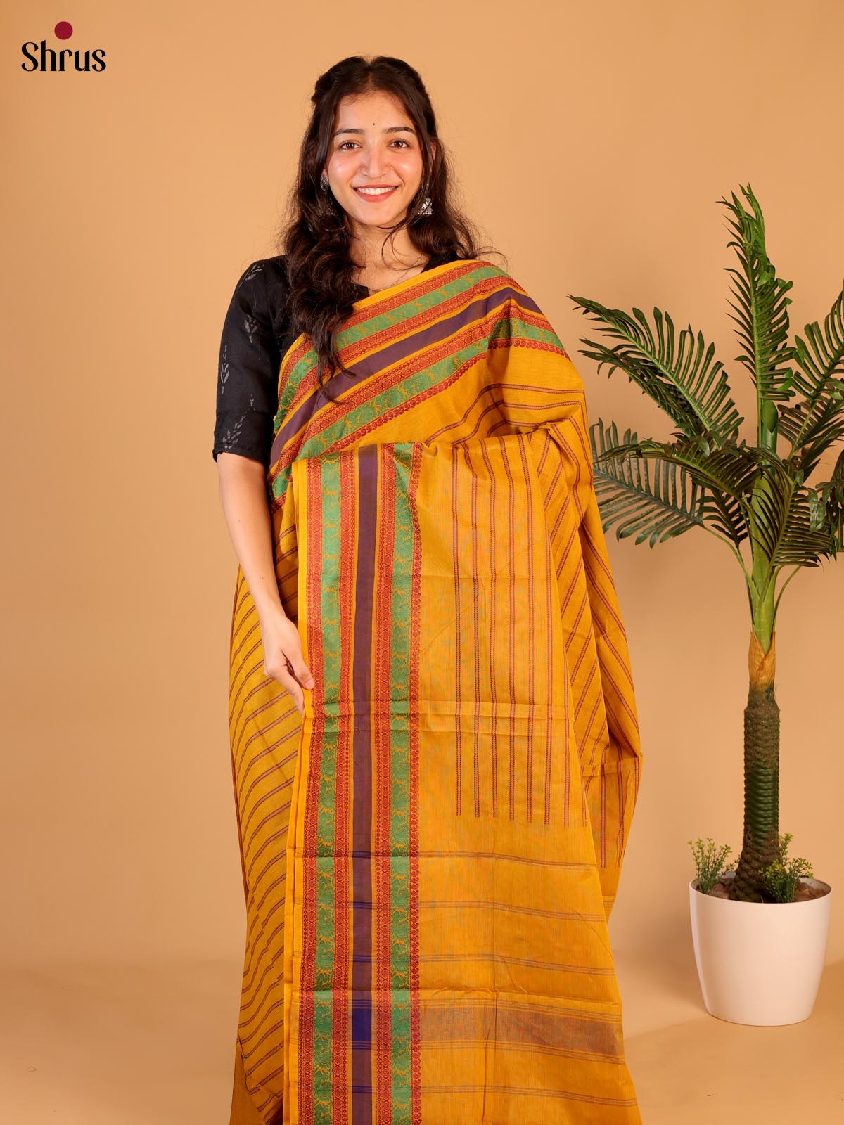 Mustard - Chettinad Cotton Saree - Shop on Shrus.com
