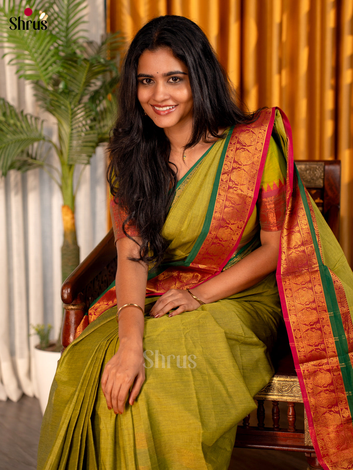 Green & Red - Chettinad Cotton Saree - Shop on Shrus.com