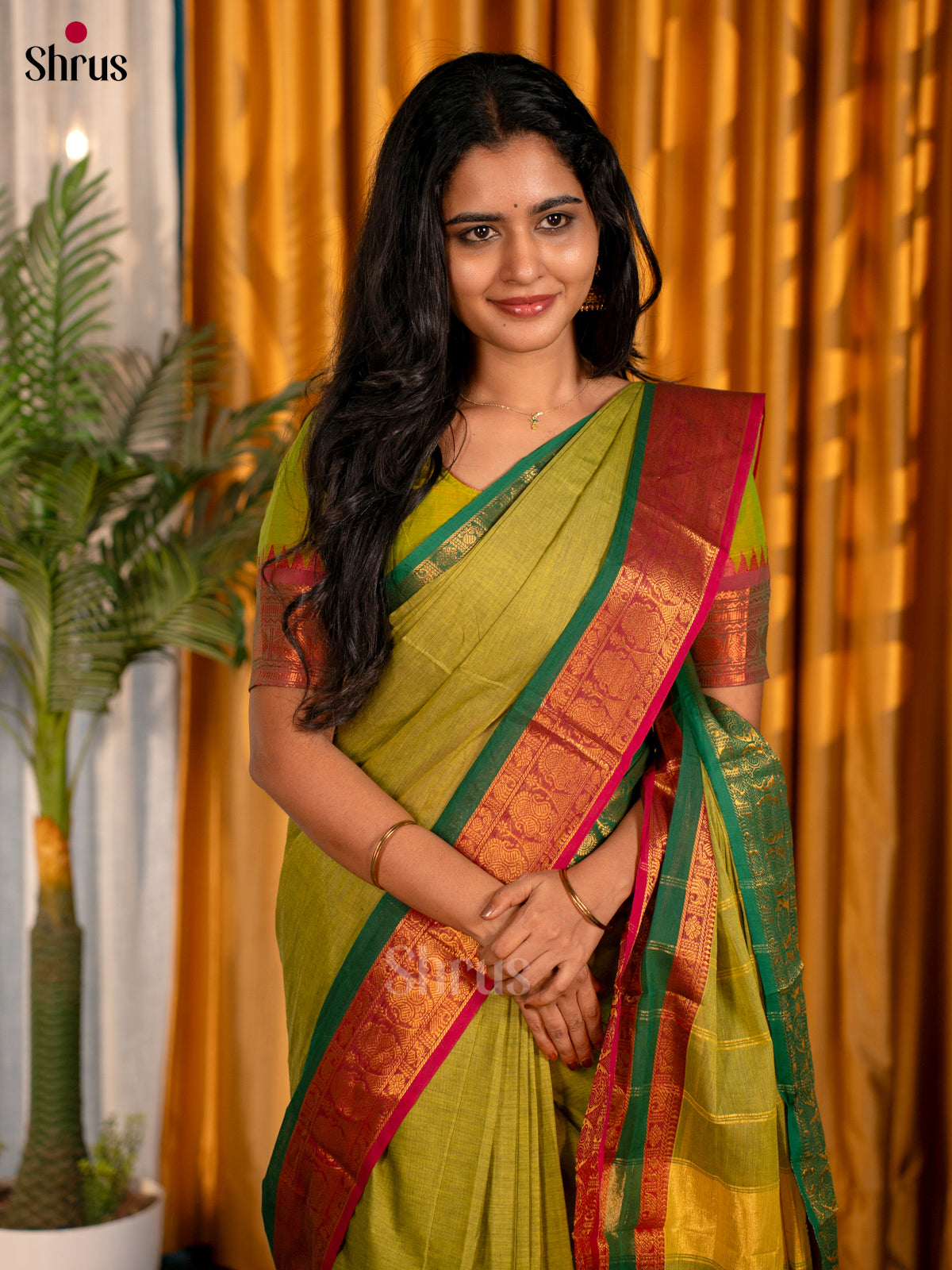 Green & Red - Chettinad Cotton Saree - Shop on Shrus.com