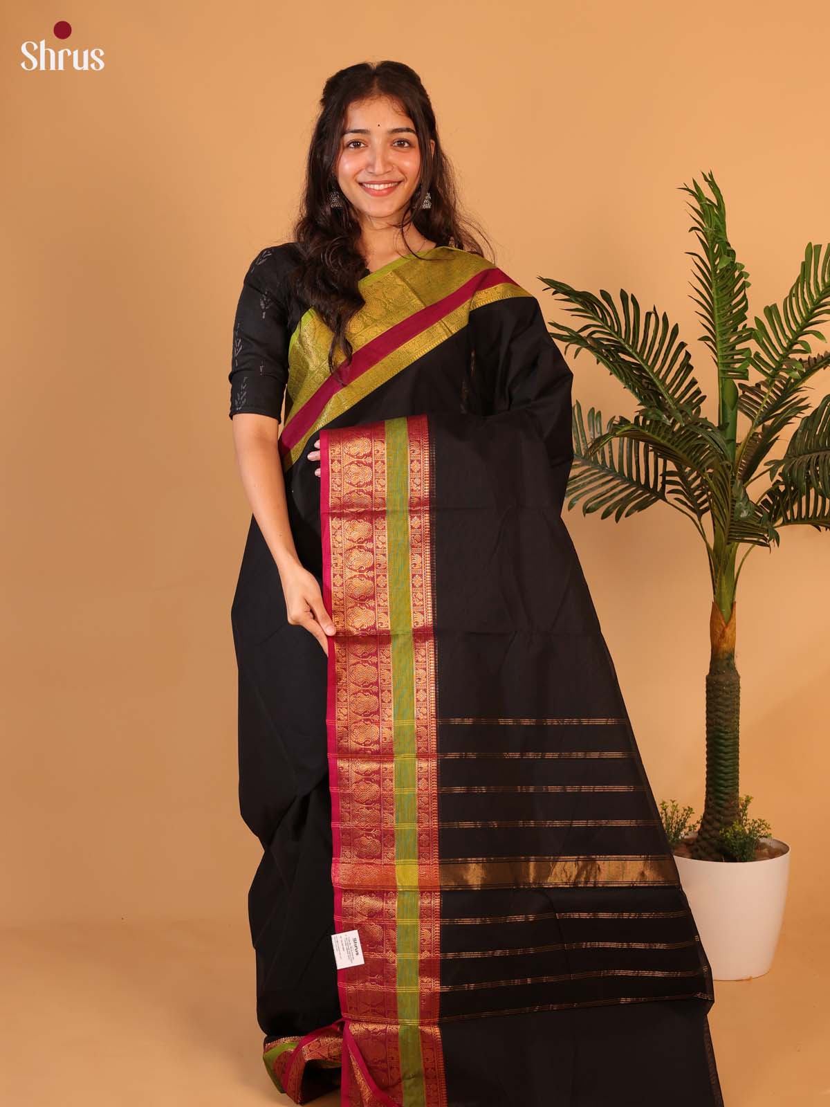 Black & Green - Chettinad Cotton Saree - Shop on Shrus.com