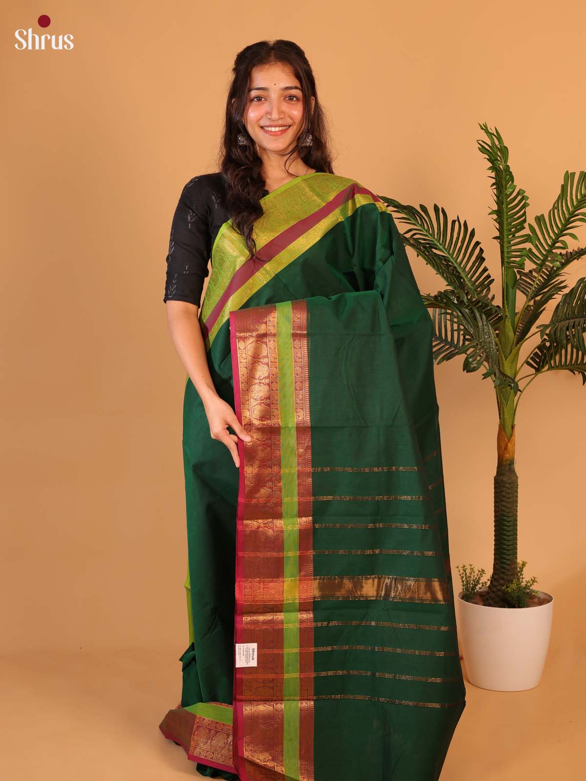 Green & Pink - Chettinad Cotton Saree - Shop on Shrus.com
